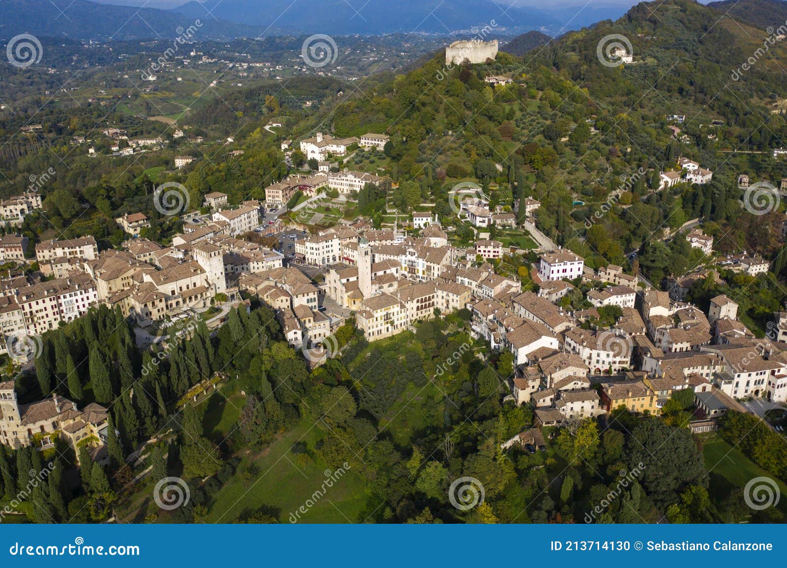 asolo village in a panoramic view from above