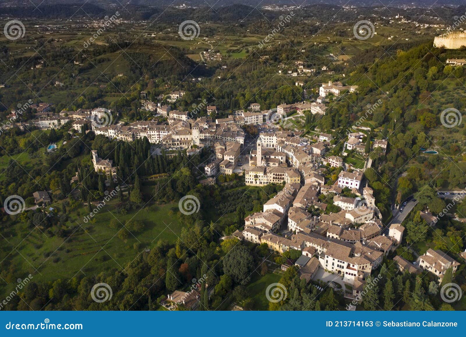 asolo village in a panoramic view from above