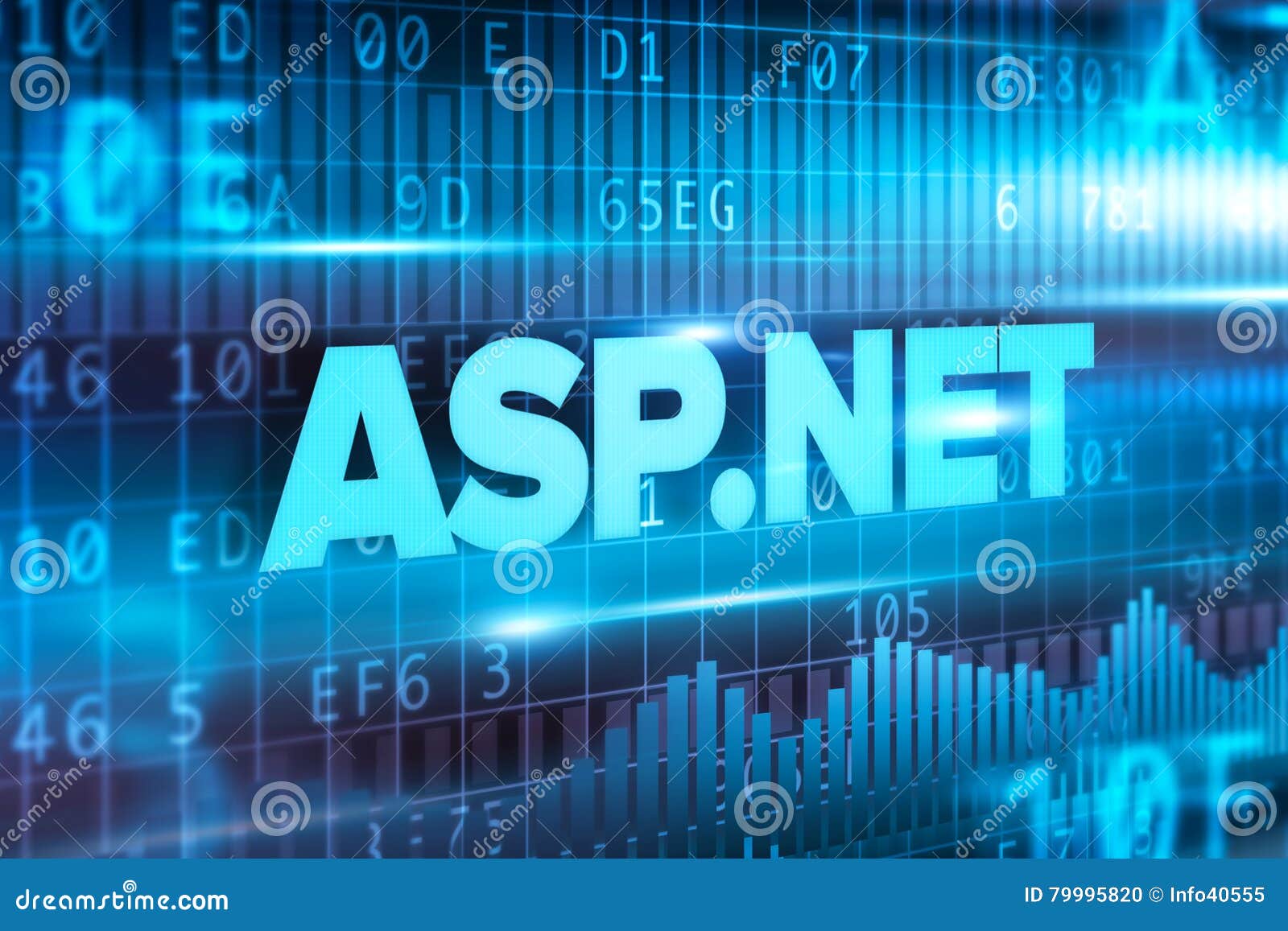 ASP.NET Abstract Concept Blue Text Blue Background Stock Illustration