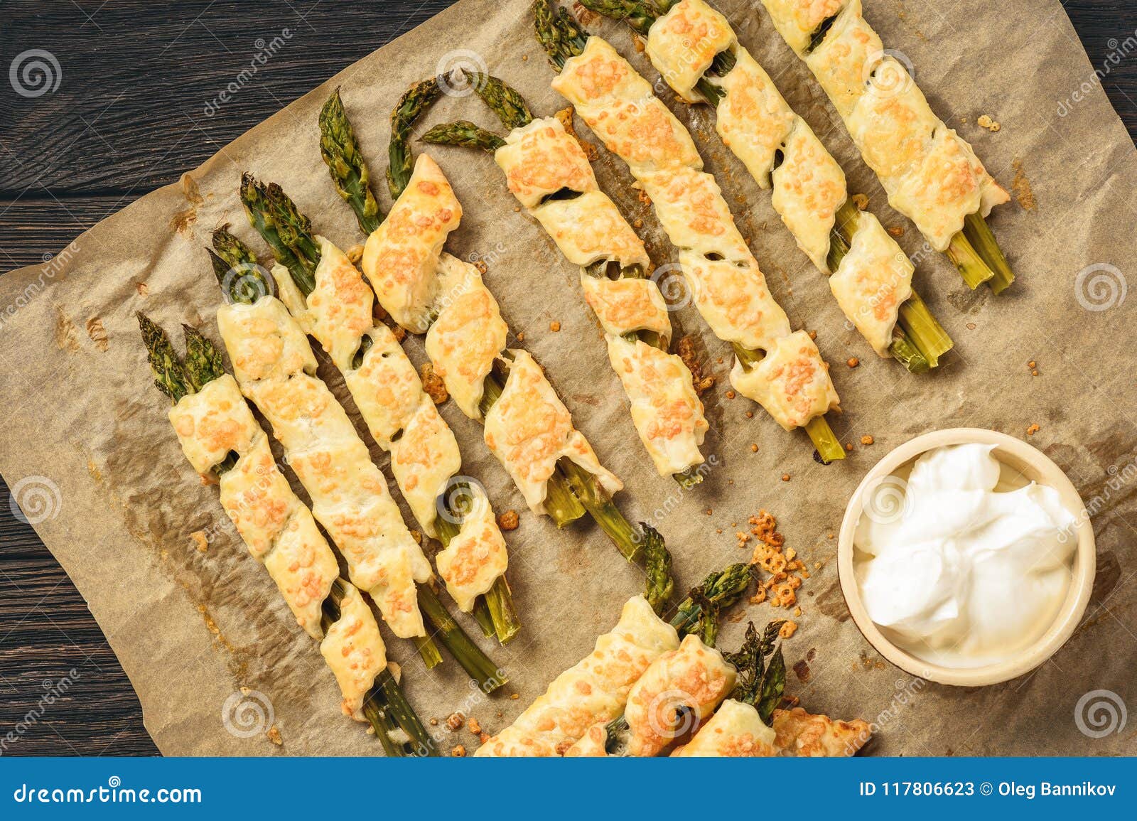 Asparagus Baked in Puff Pastry with Cheese. Stock Image Image of food