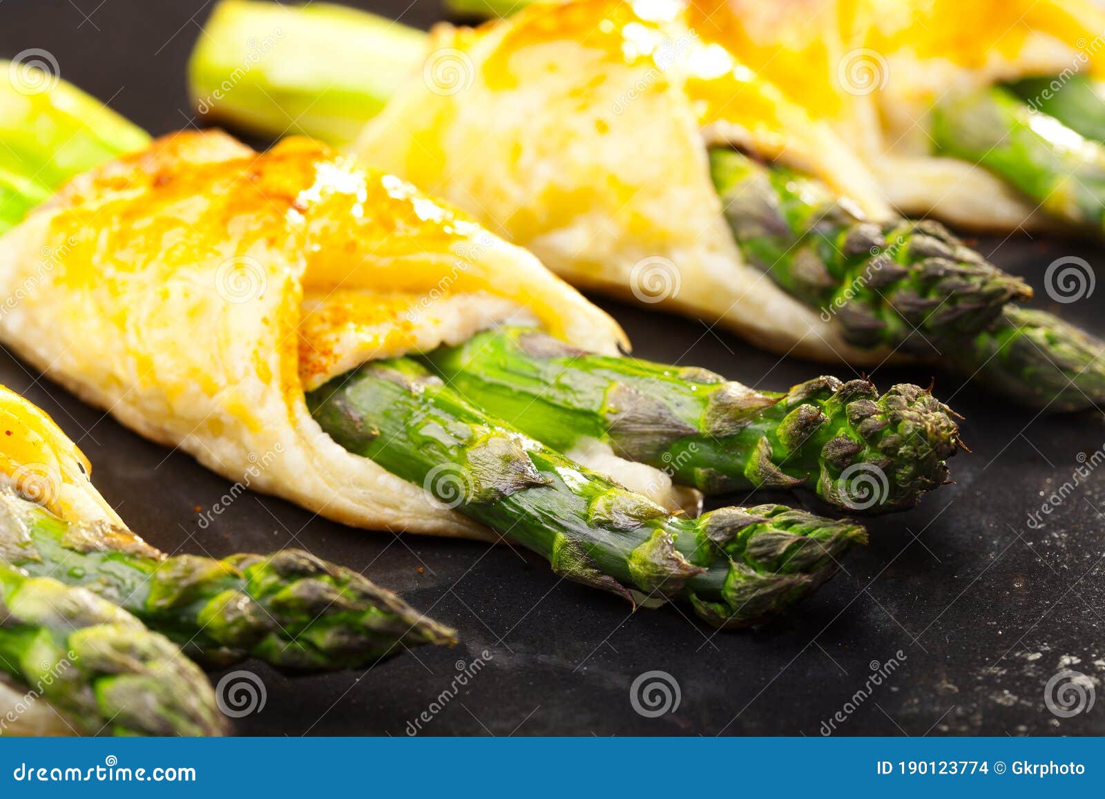 Asparagus Baked in Puff Pastry Stock Photo Image of snack, plate