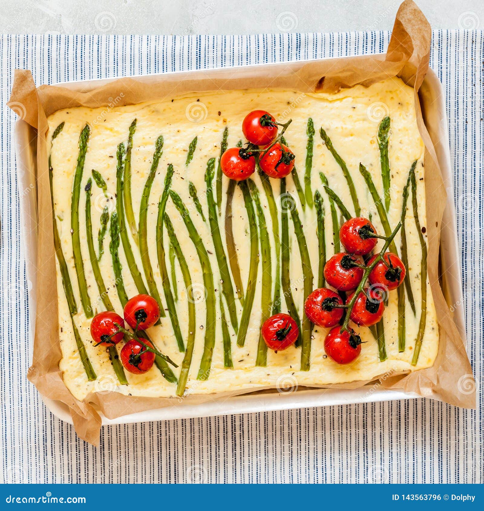 Asparagus Frittata with Tomatoes Stock Photo Image of cherry, gray