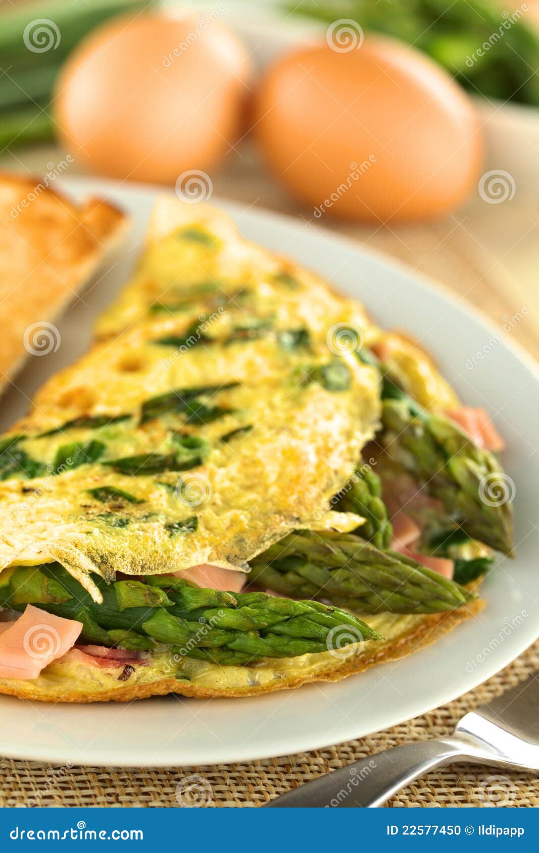 Asparagus and Ham Omelette stock photo. Image of asparagus 22577450