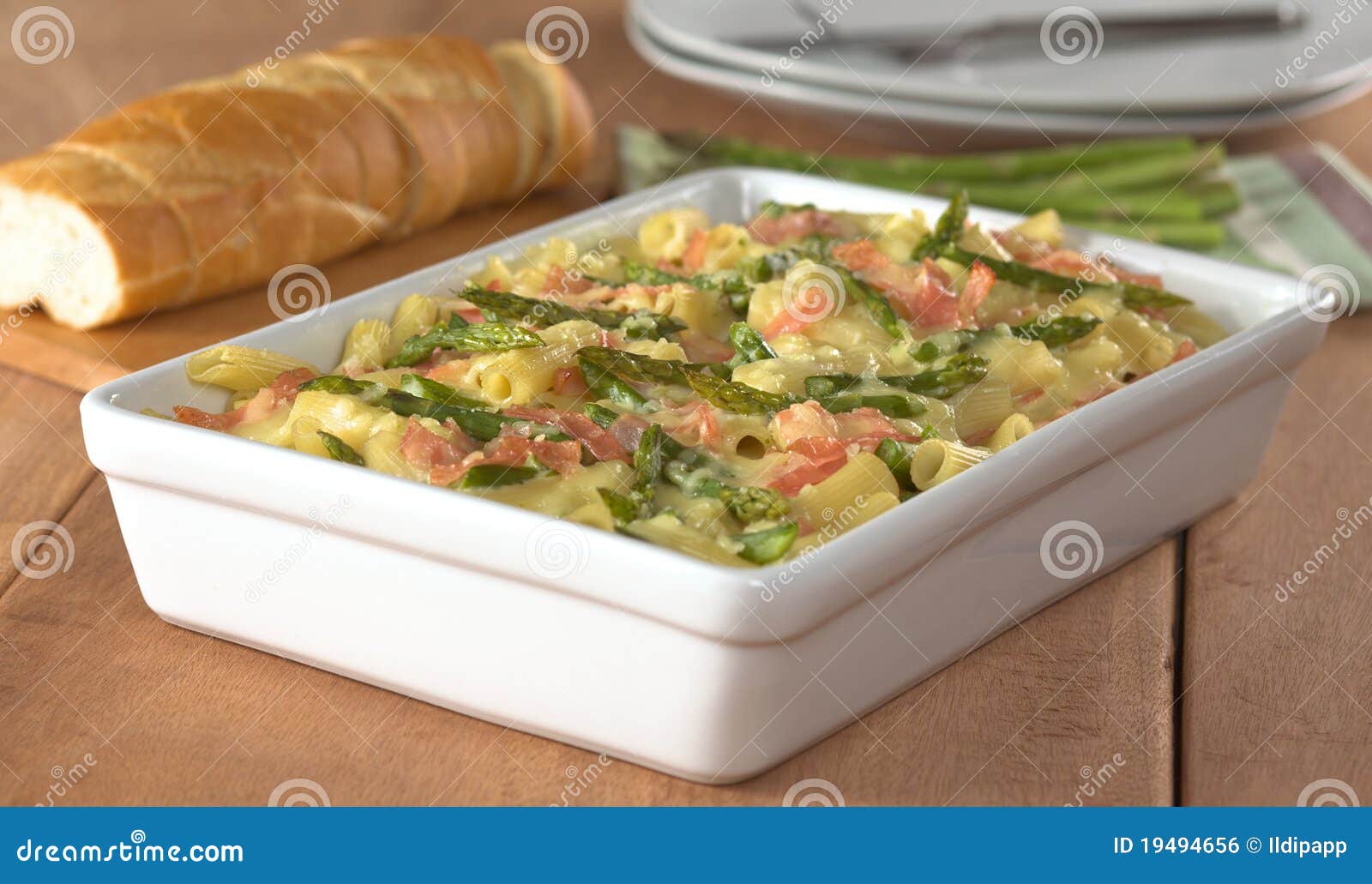 AsparagusHamPasta Casserole Stock Photo Image of lunch, meal 19494656