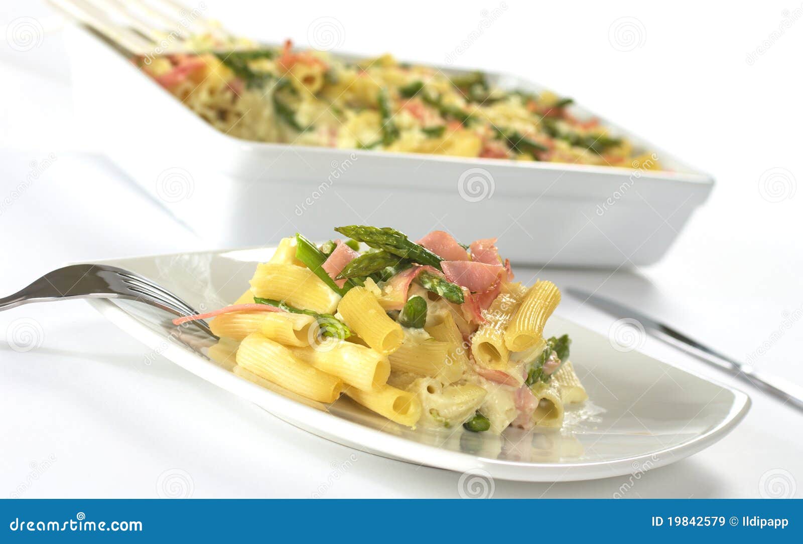 AsparagusHamPasta Casserole Stock Image Image of portion, fork