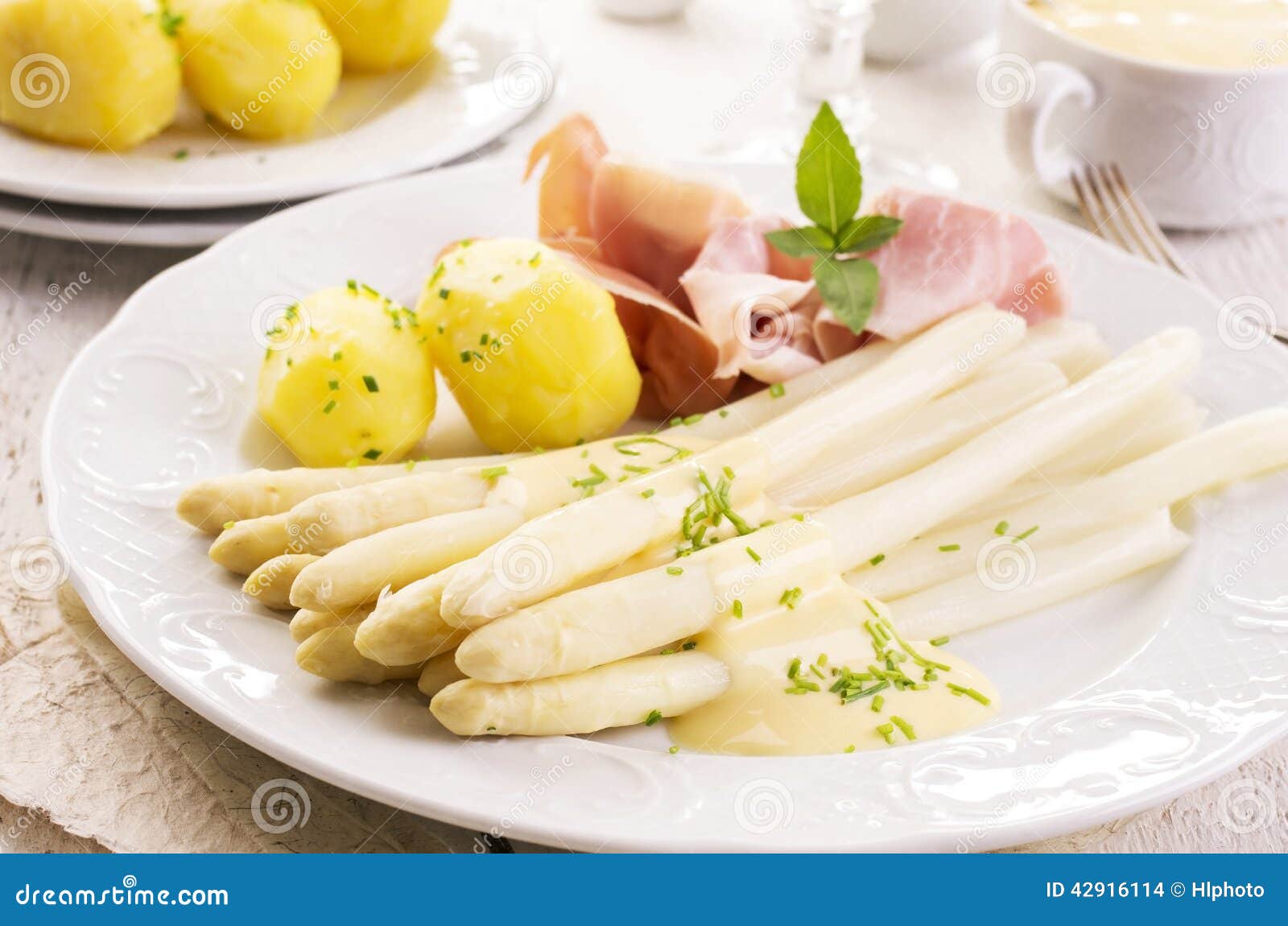 Asparagus with Ham and Potatoes Stock Photo Image of natural, piece