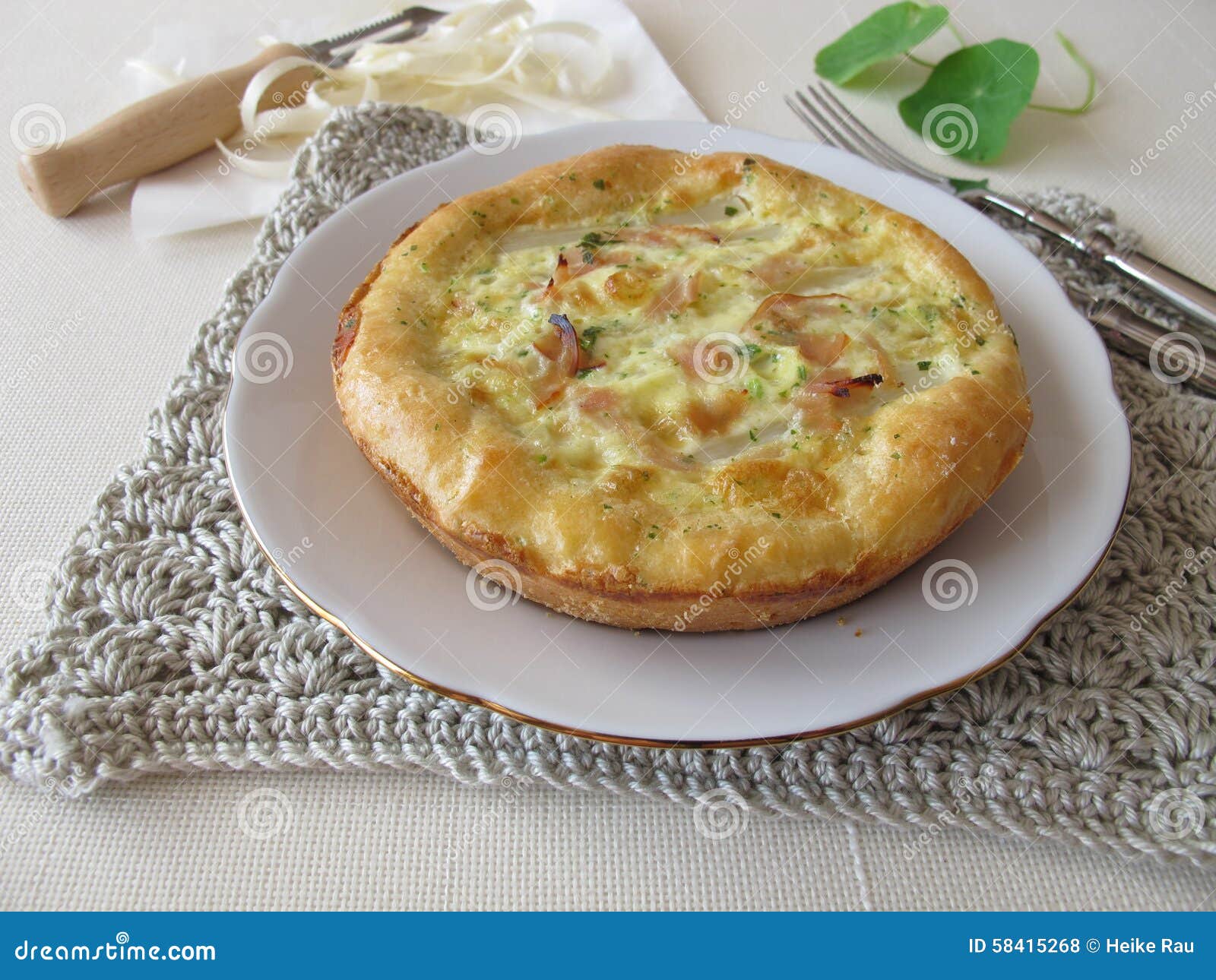 Asparagus Quiche with Cocked Ham and Herbs Stock Photo Image of tart