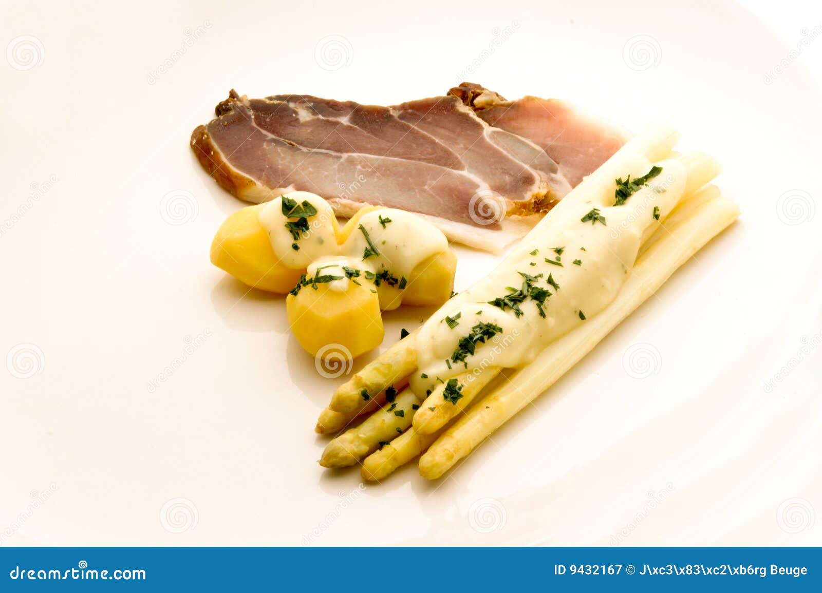 Asparagus with Smoked Bacon and Potatoes Stock Image Image of
