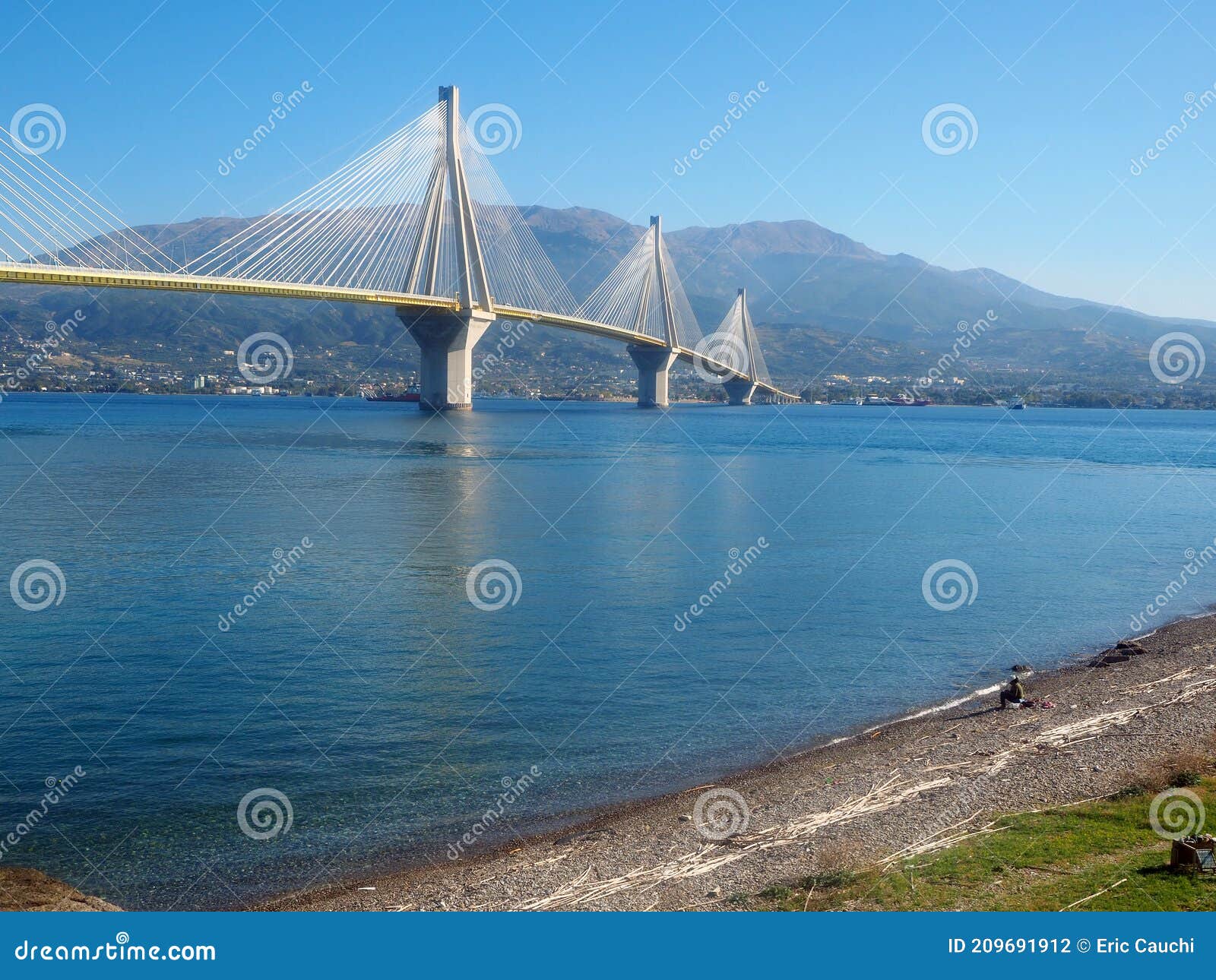 Aspect of the RioAntirrio Suspension Bridge, Greece Stock Photo