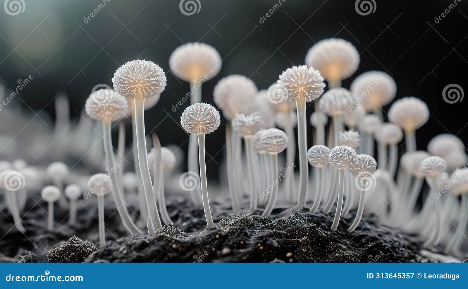 aspergillus fumigatus under the microscope. a species of higher mold fungi of the genus aspergillus, a saprophyte and pathogen for