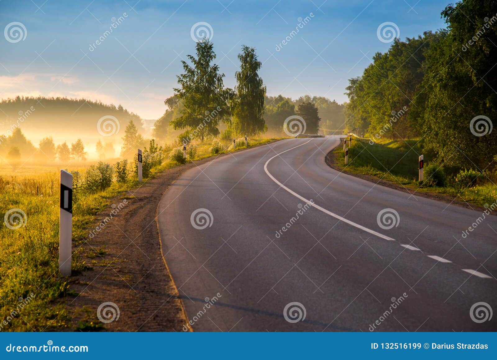 road curve at sunrise