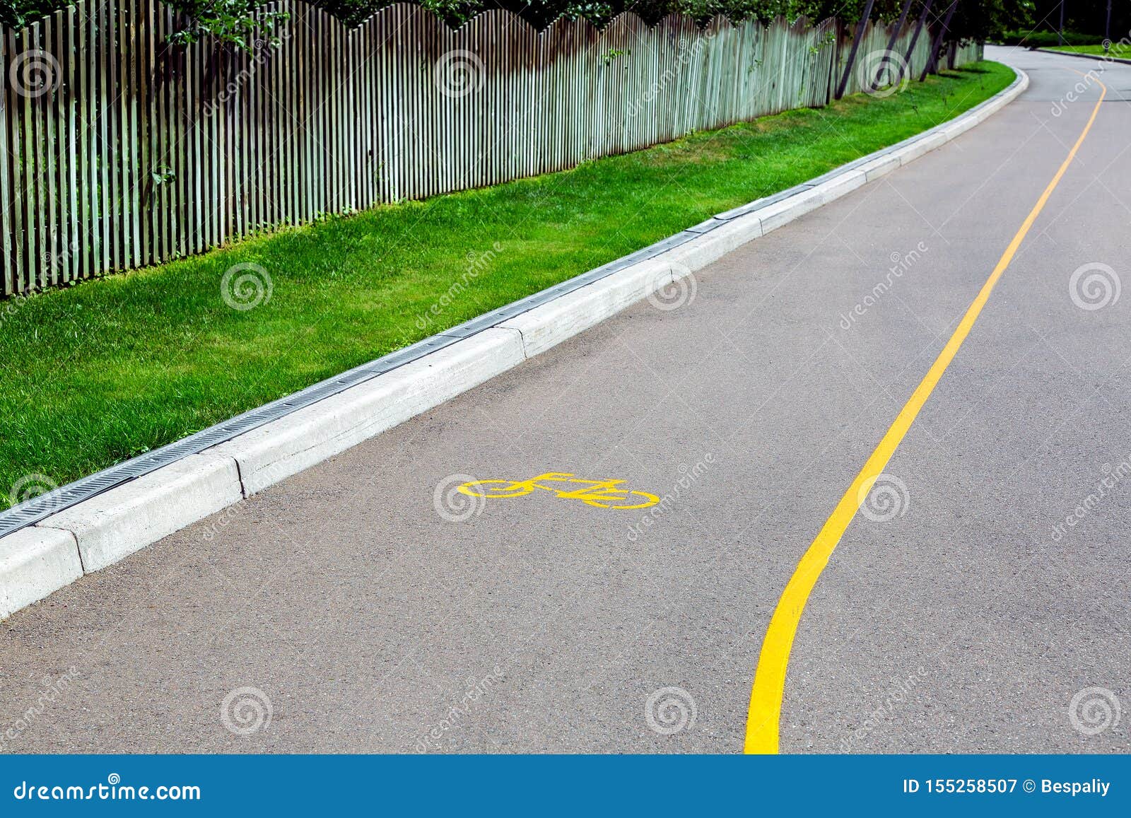 Asphalt Road with a Lane for Bicycles. Stock Image - Image of line ...