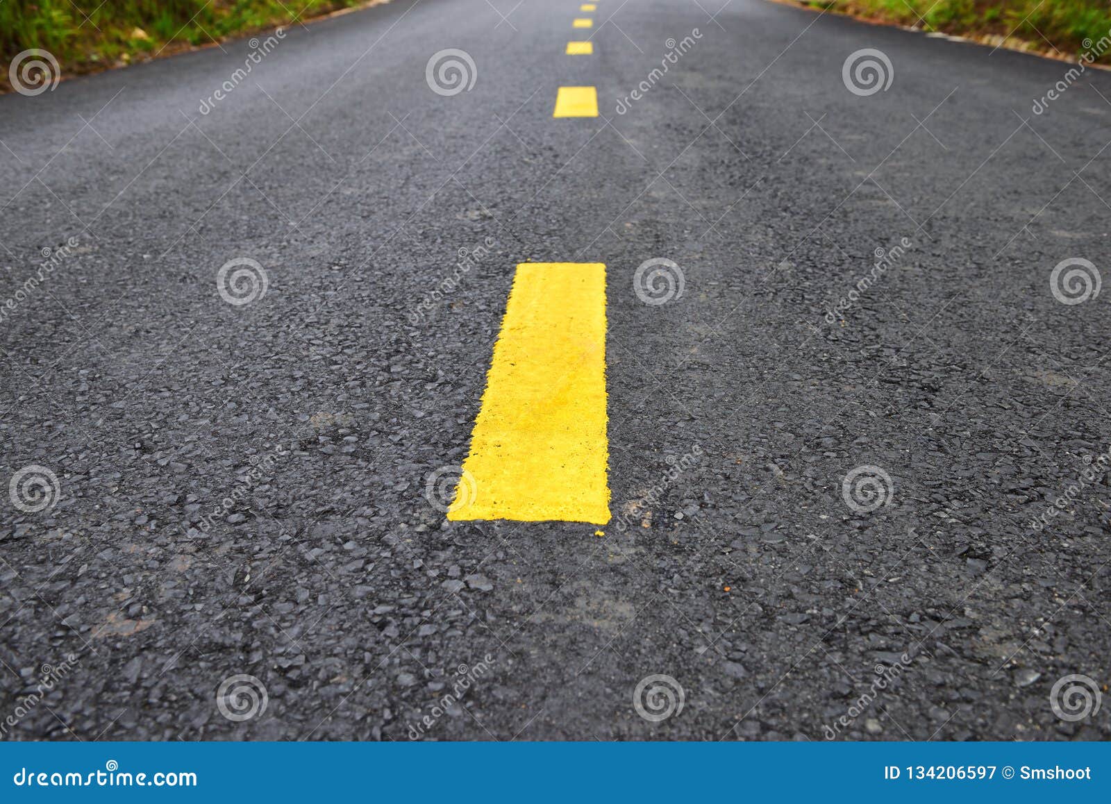 Asphalt Road with Yellow Line Stock Image Image of road, direction 134206597