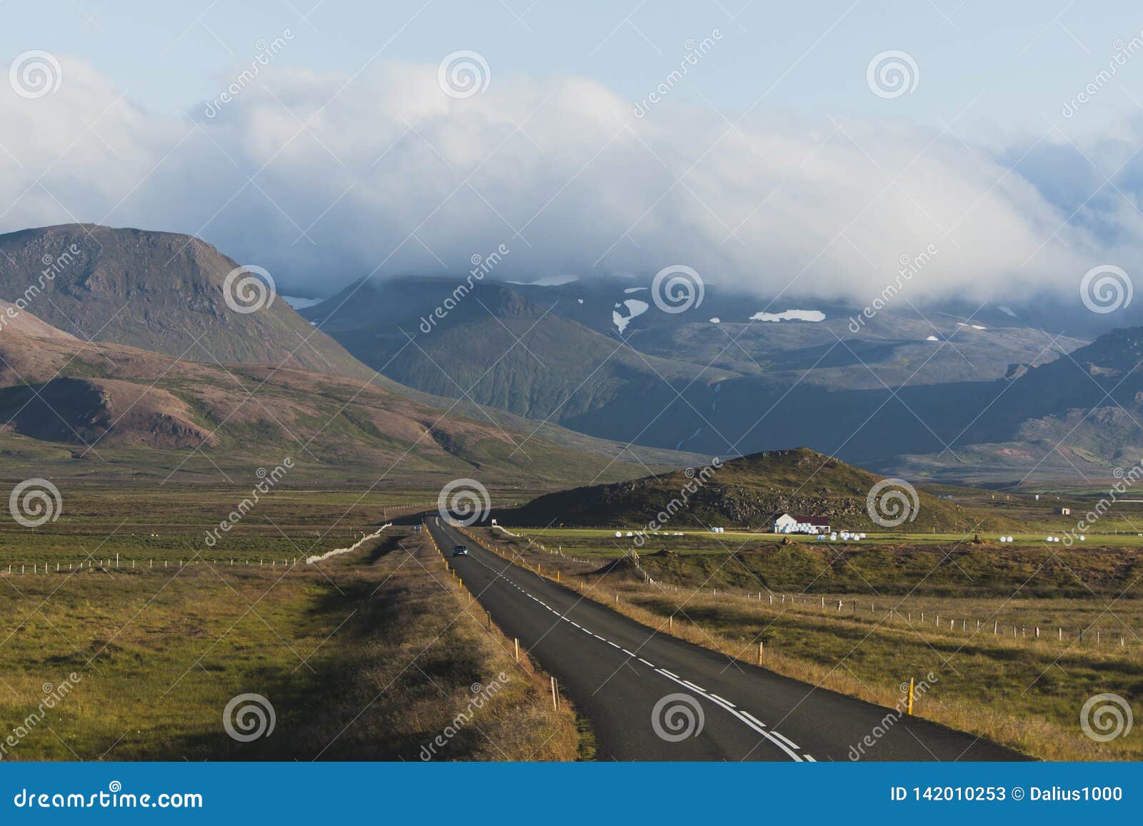 asphalt straight road in snaefellsnes peninsula vesturland, iceland