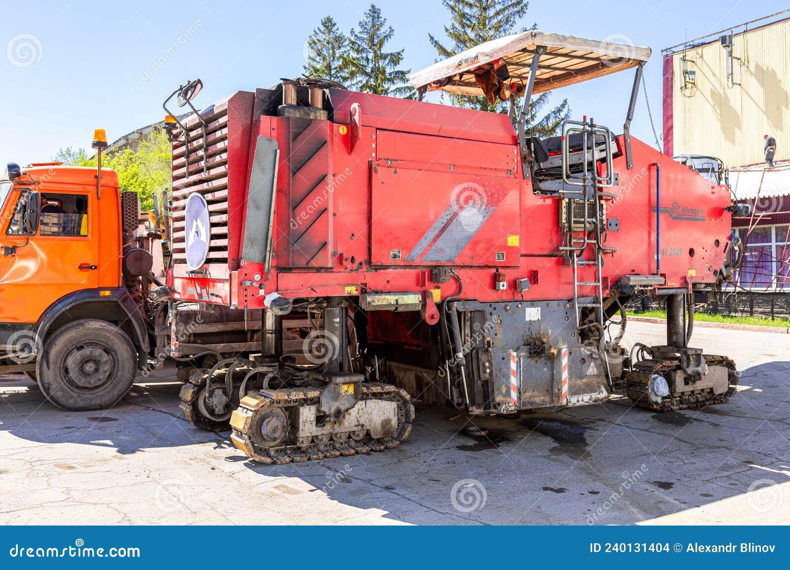 Asphalt Stripping Machine on the Construction of New Road Editorial