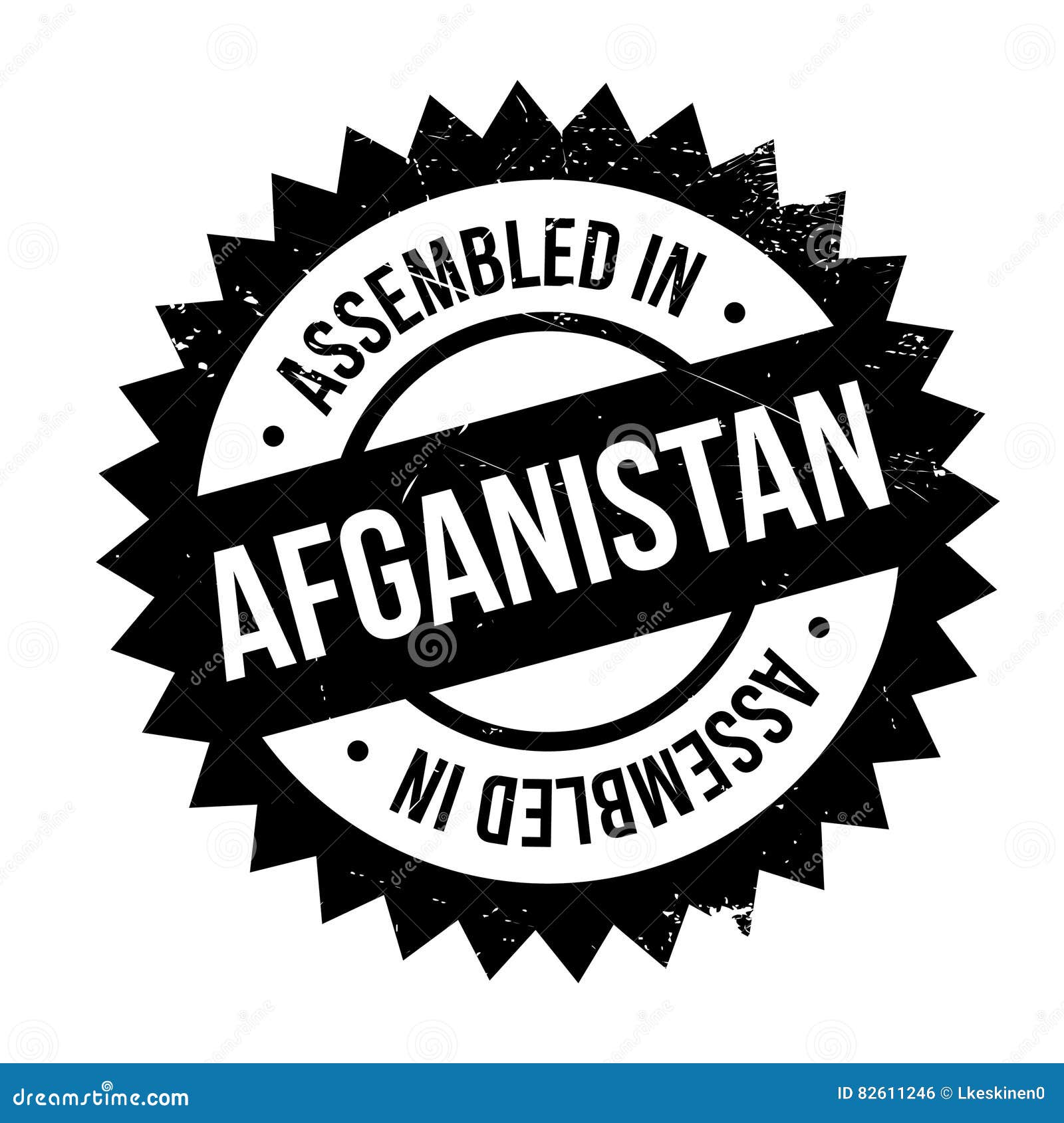 assembled in afganistan rubber stamp