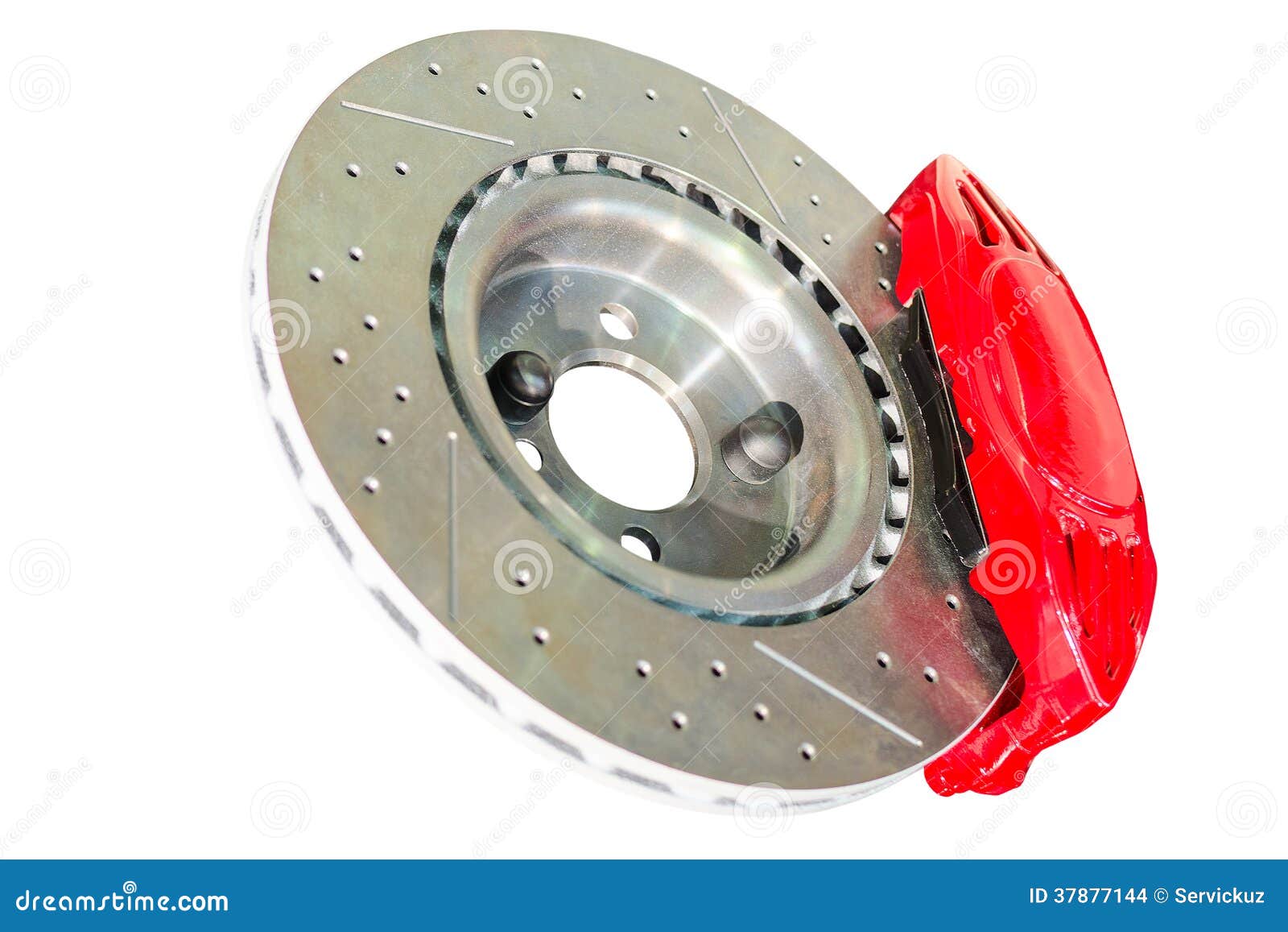 assembled caliper disc and pads of car brake system
