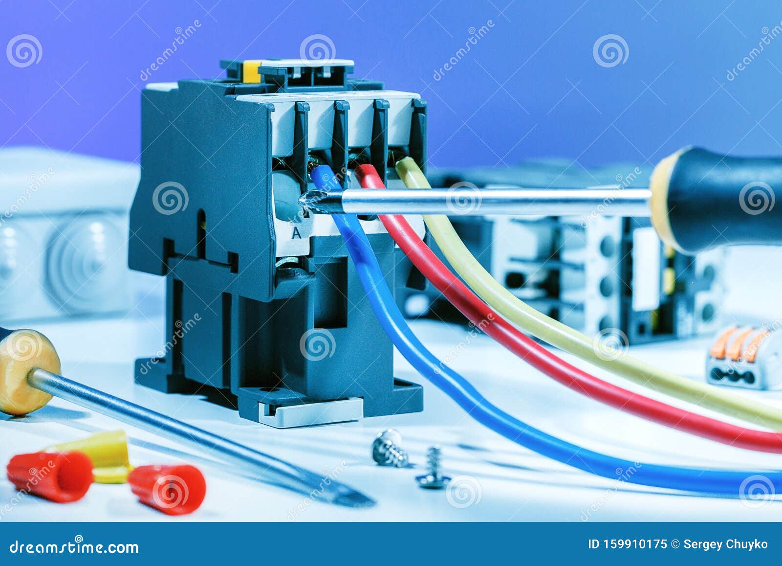 Assembling Electrical Distribution Box. Repair Concept. Stock Image