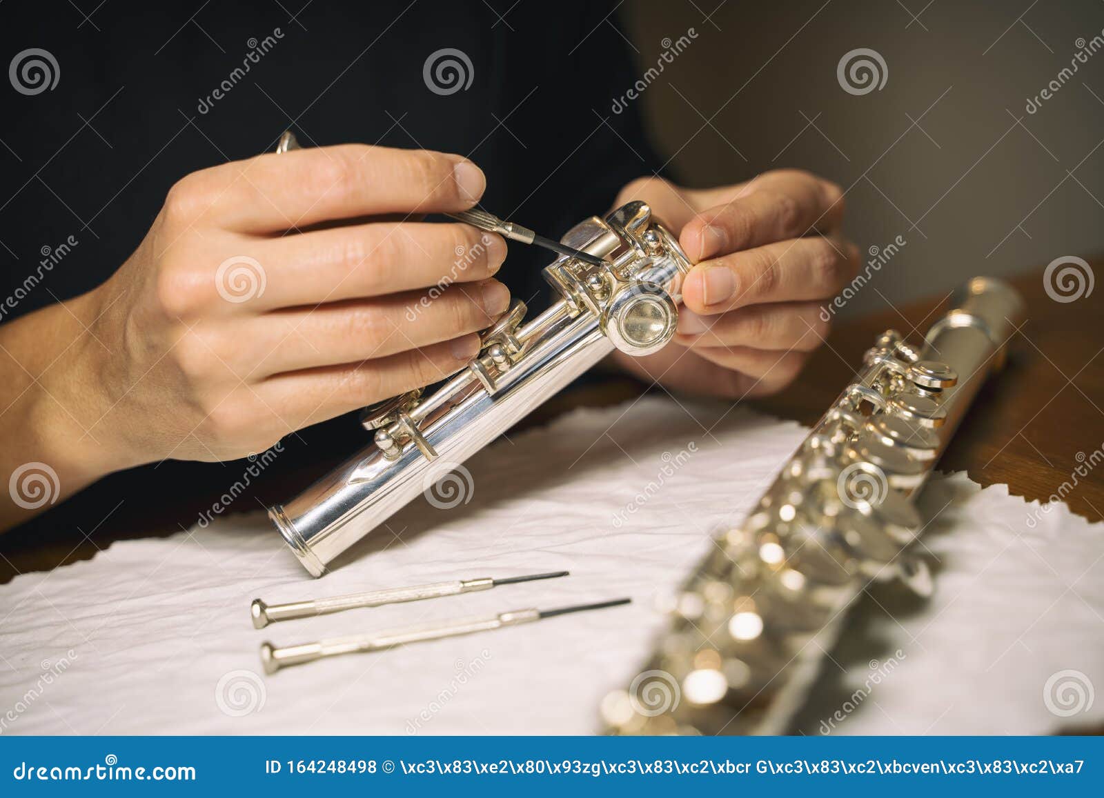Assembling Flute Footjoint, Flute Maintenance Stock Photo Image of