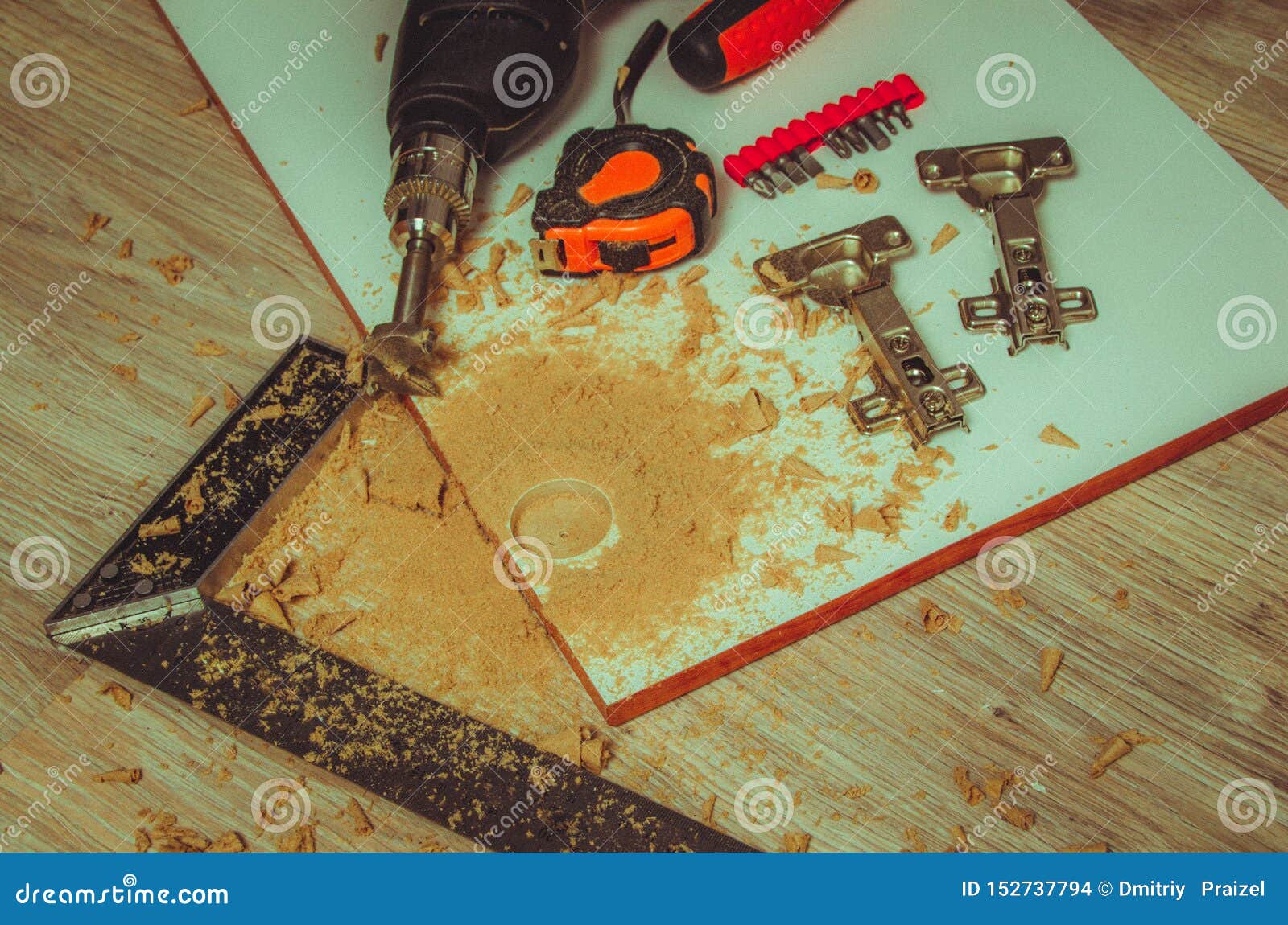 Assembling Furniture, Drilling Holes for Mounting Furniture Hinges