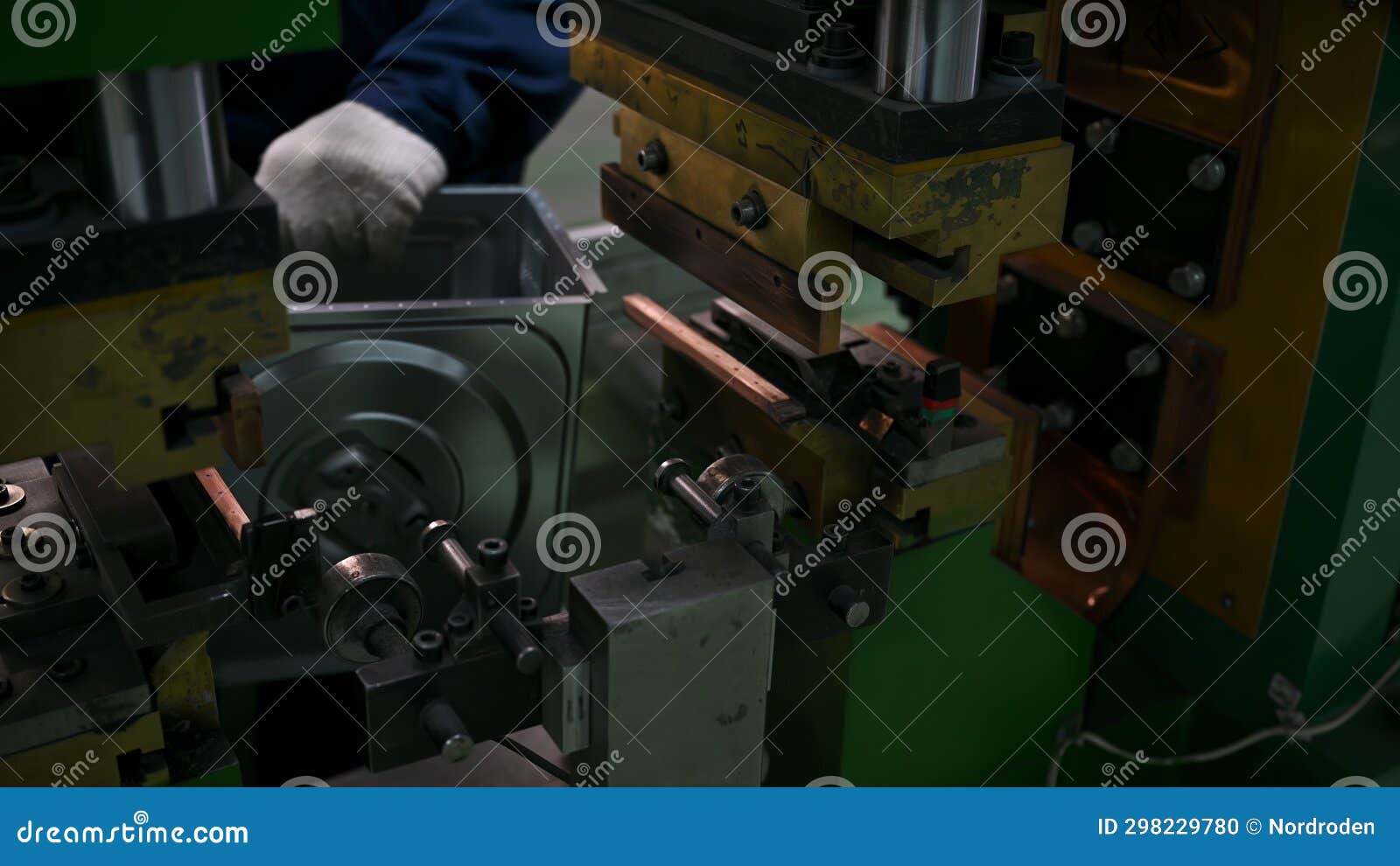 Assembling of Microwave Carcass with Spot Welding Machine Stock Footage