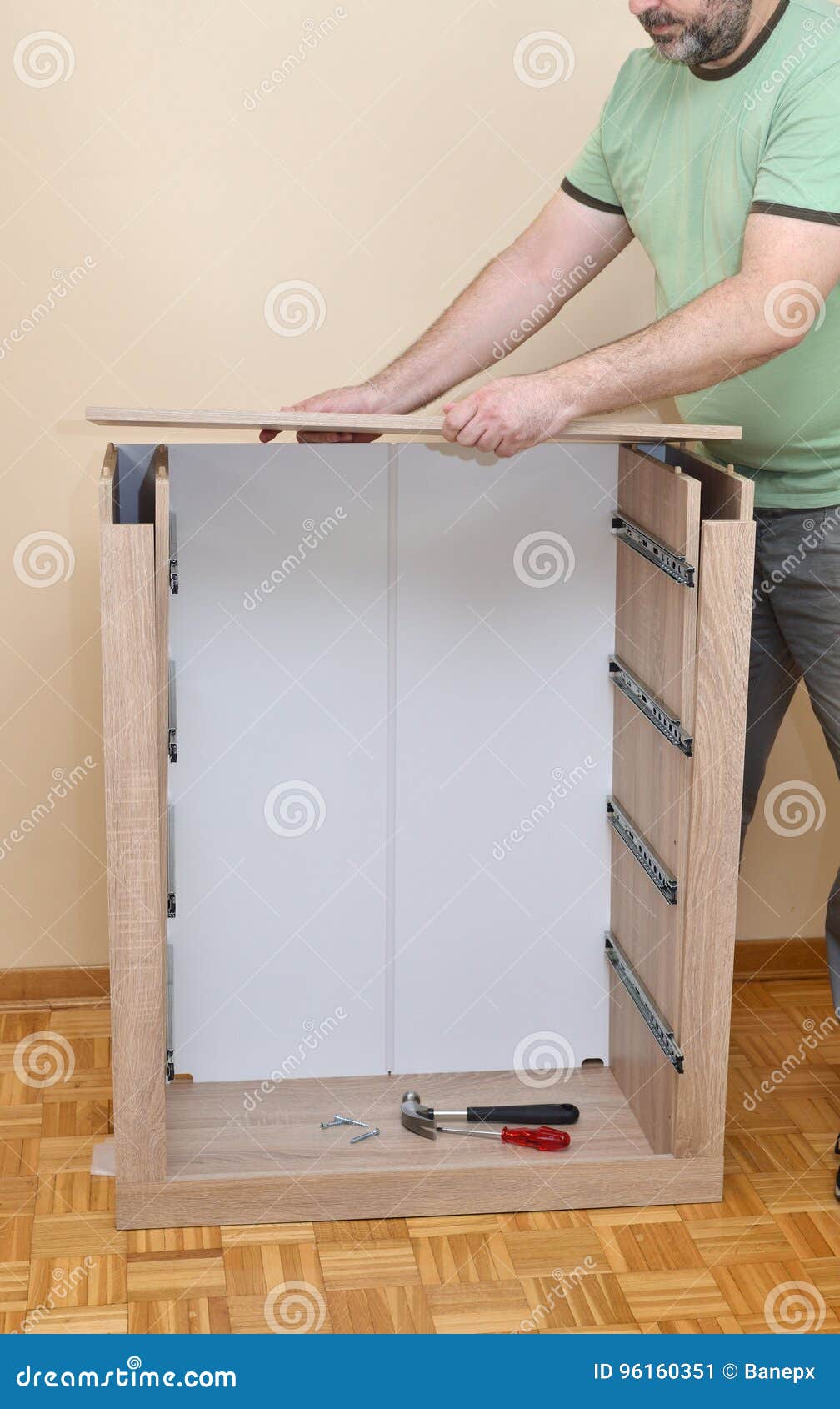 Assembling A New Cabinet Stock Image Image Of Furniture 96160351