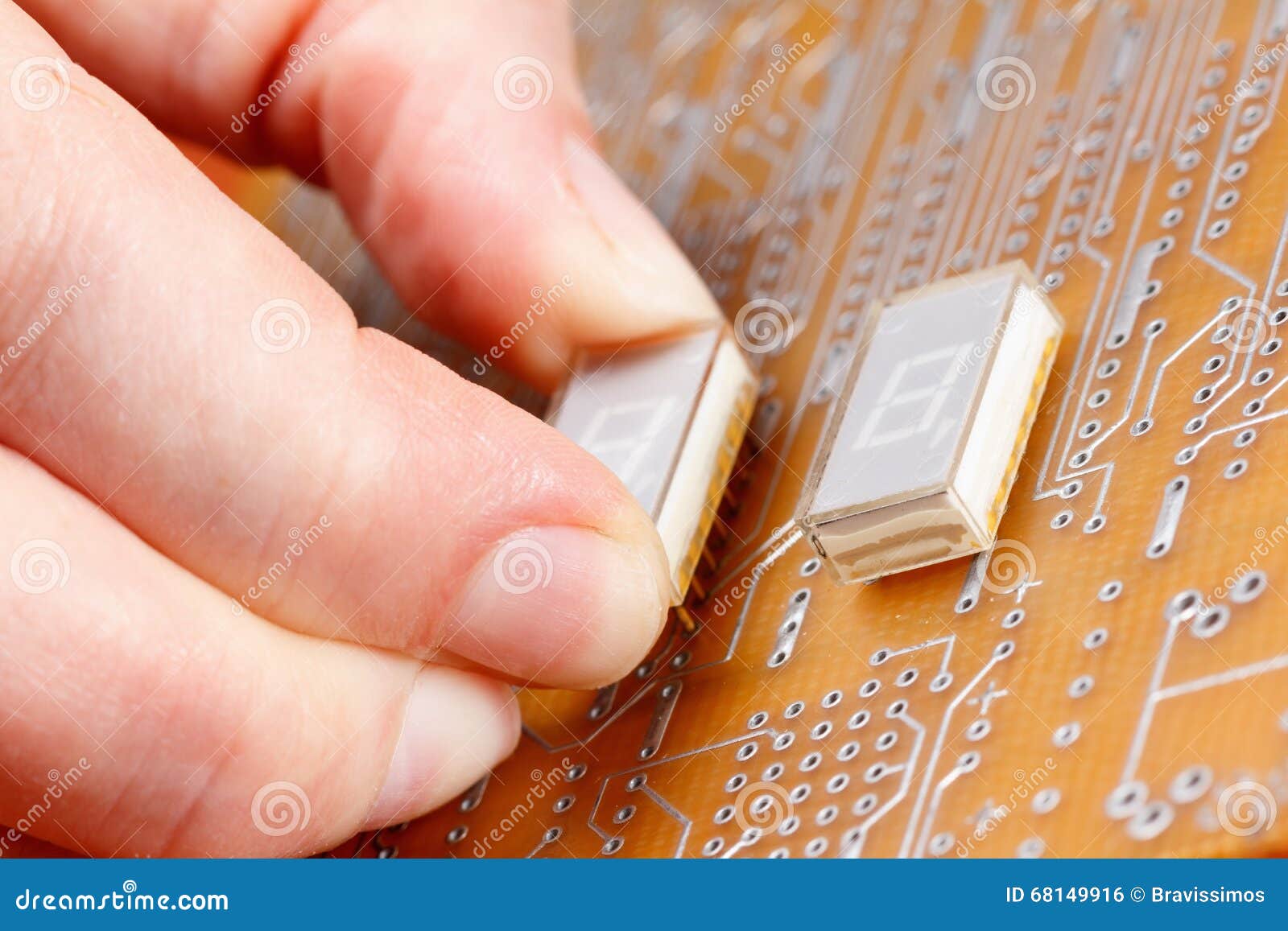 Assembly of Electronic Components on Circuit Board Stock Photo Image of device, close 68149916