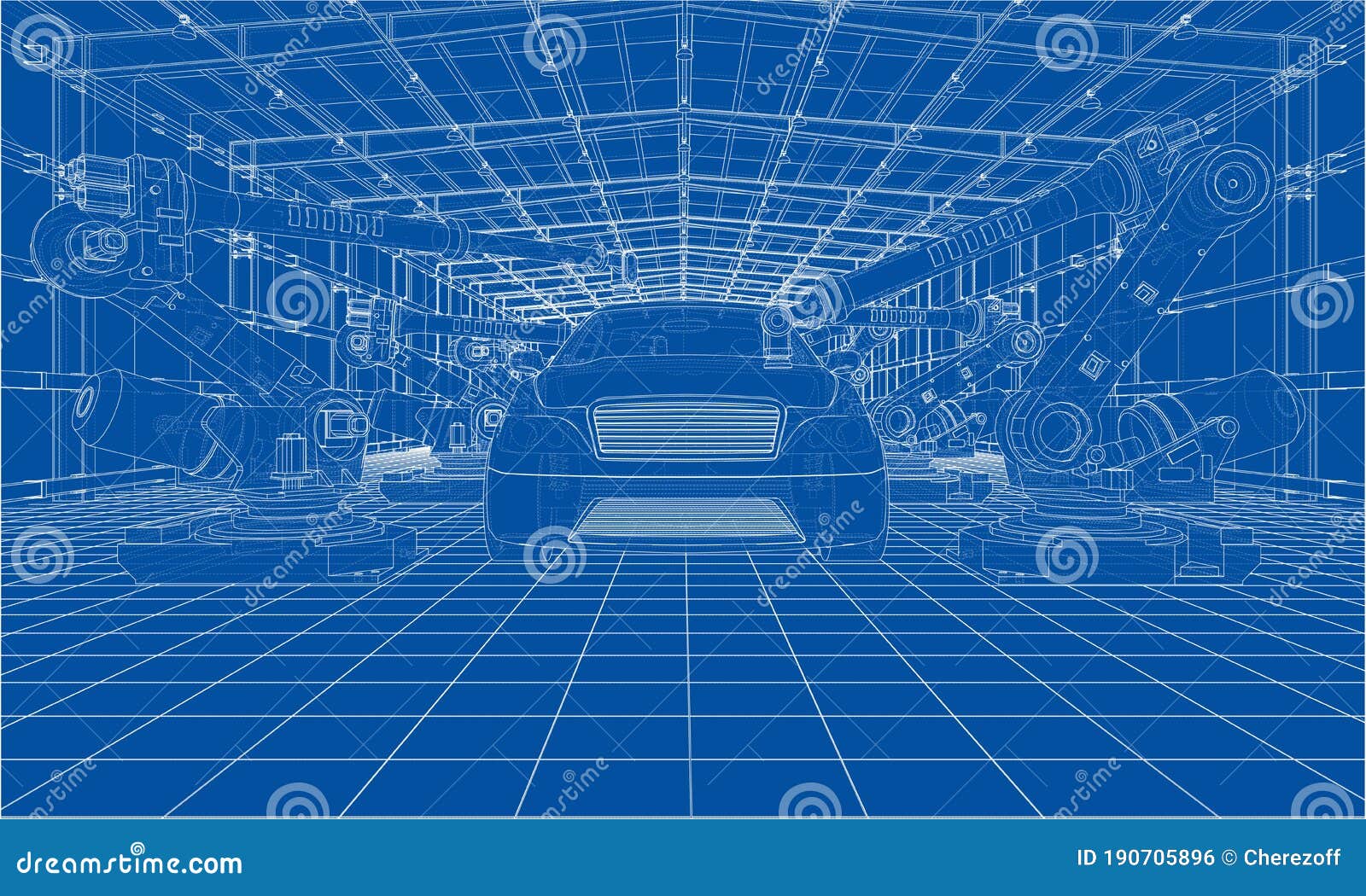 Assembly of motor vehicle stock illustration. Illustration of assemble