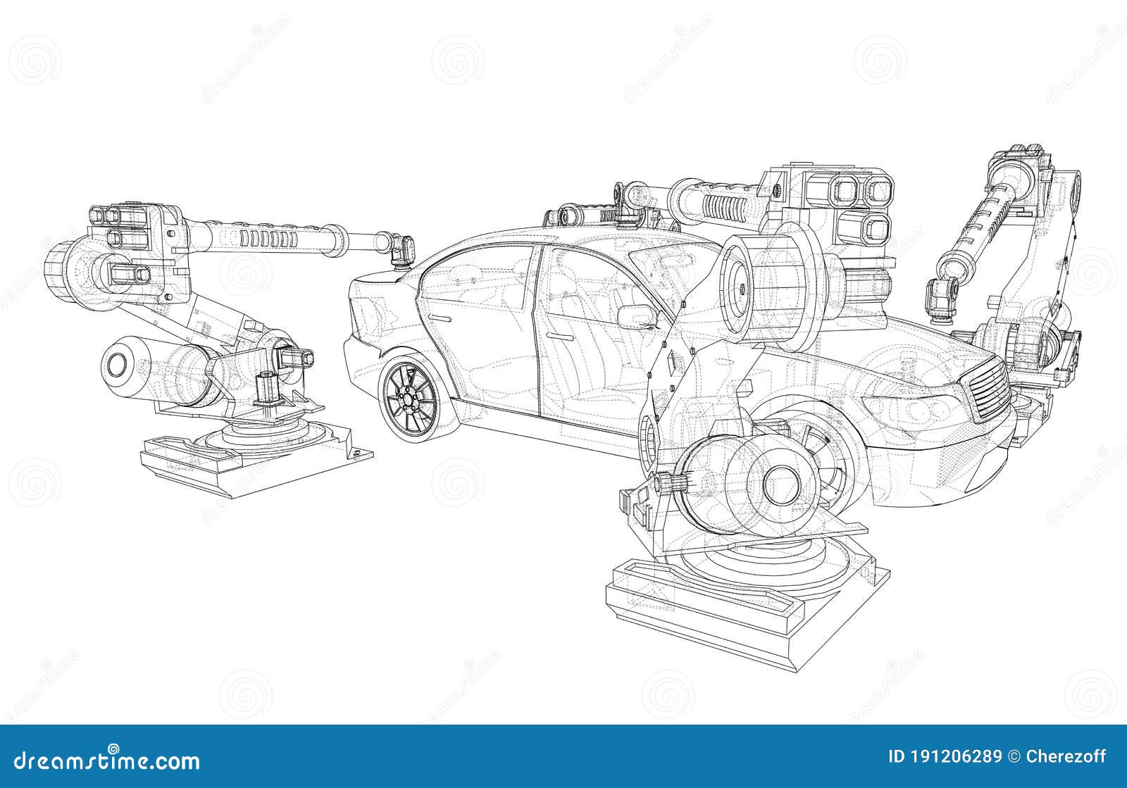 Assembly of motor vehicle stock illustration. Illustration of