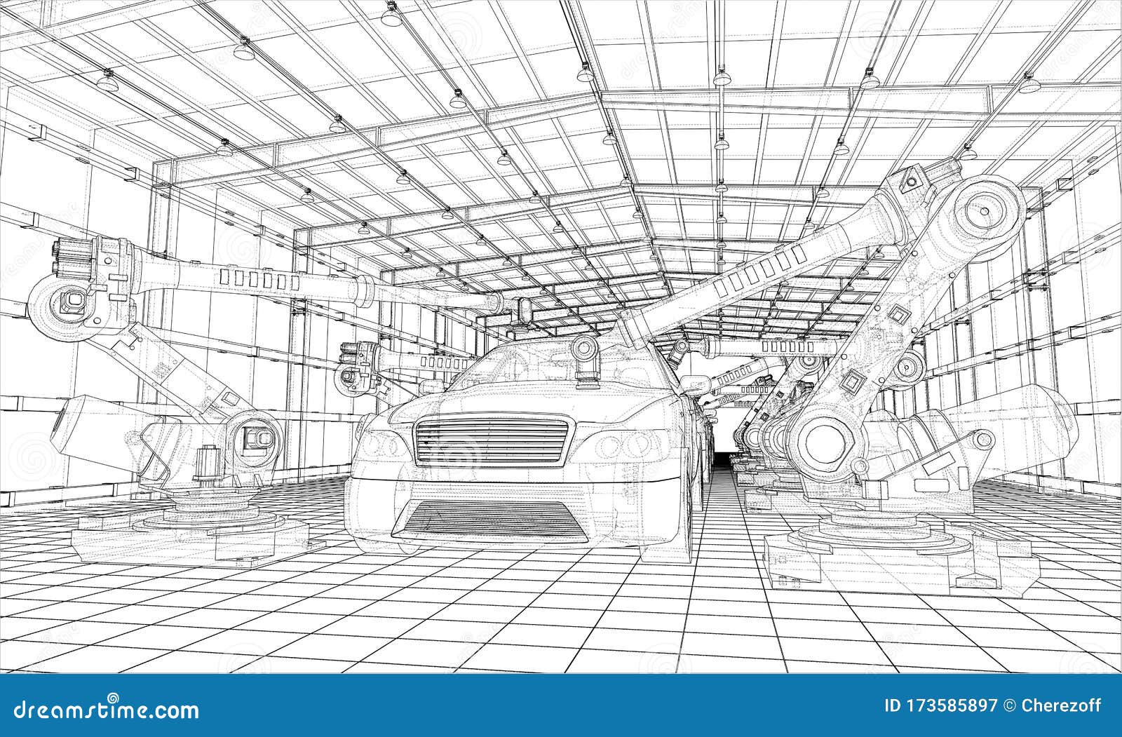 Assembly of Motor Vehicle. Vector Stock Vector - Illustration of