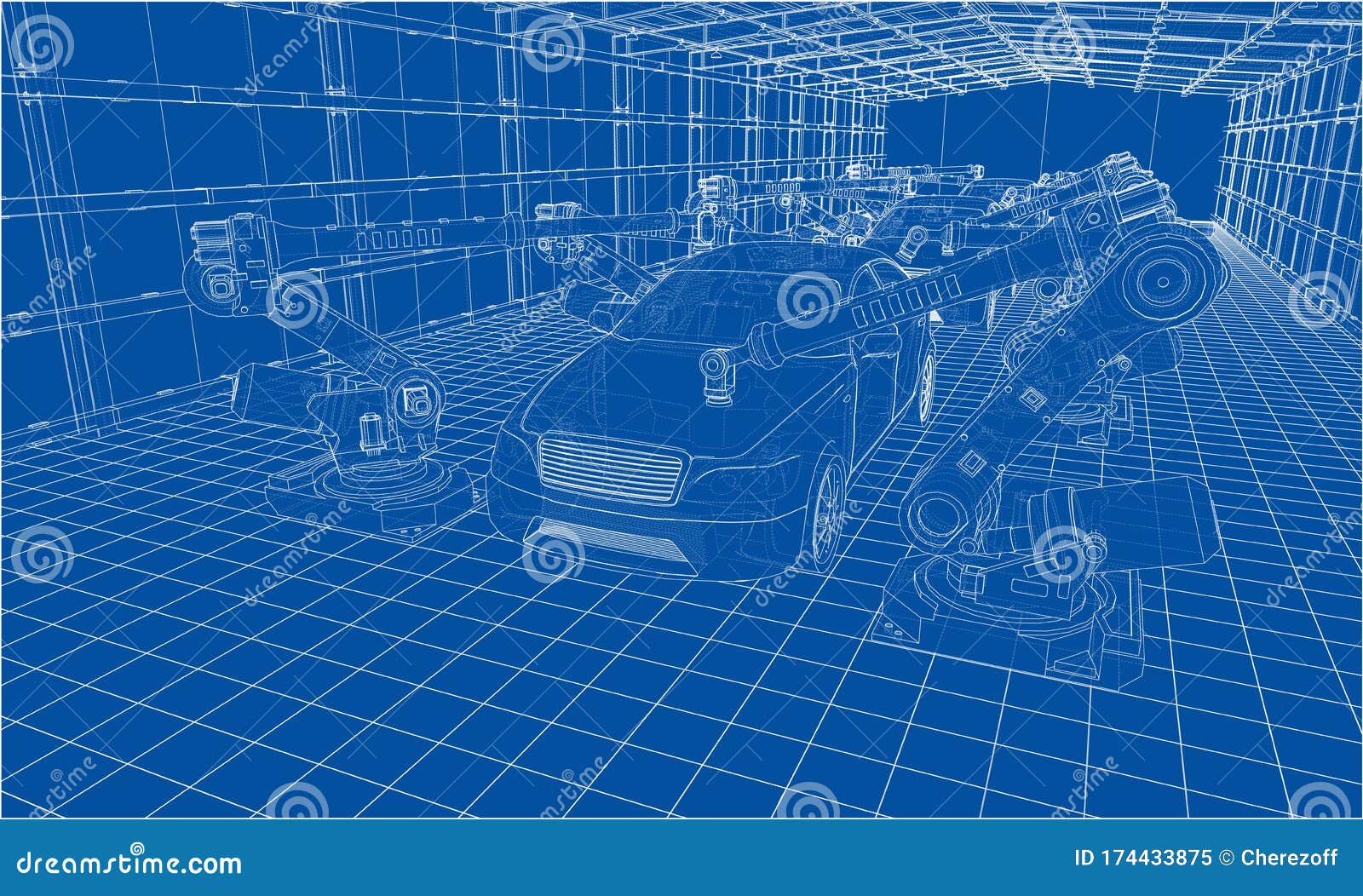Assembly of Motor Vehicle. Vector Stock Vector - Illustration of