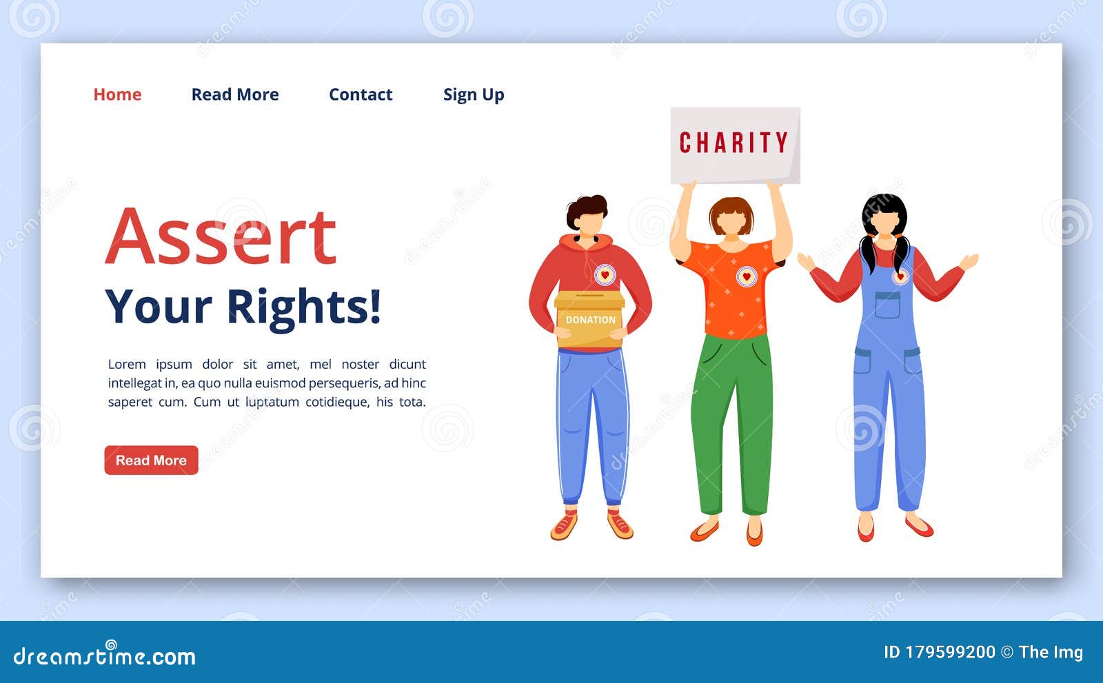 Assert Your Rights Landing Page Vector Template Stock Vector - Illustration  of cartoon, responsive: 179599200
