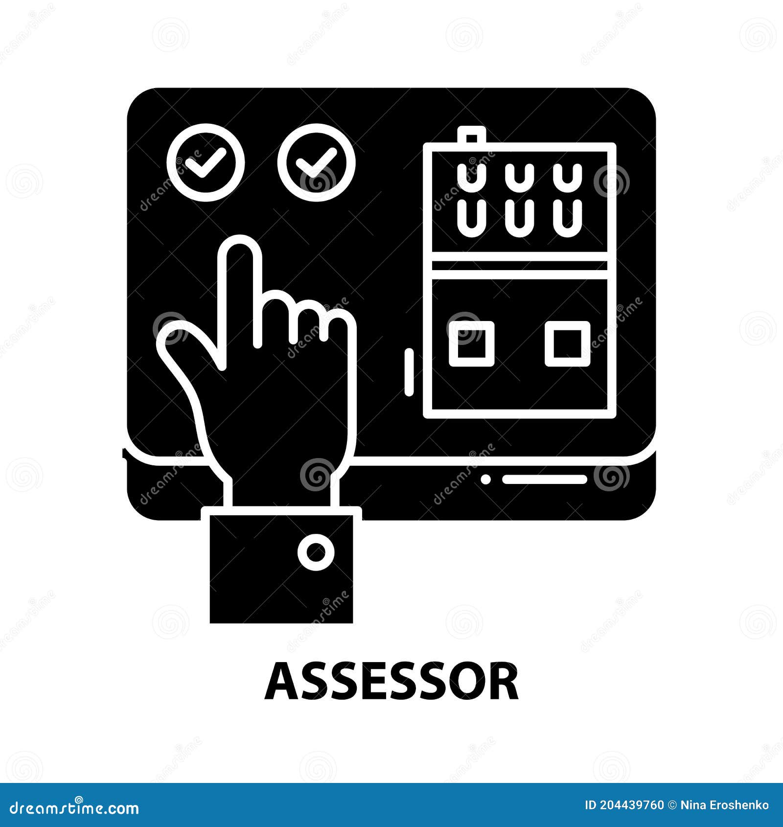 Assessor Icon, Black Vector Sign with Editable Strokes, Concept