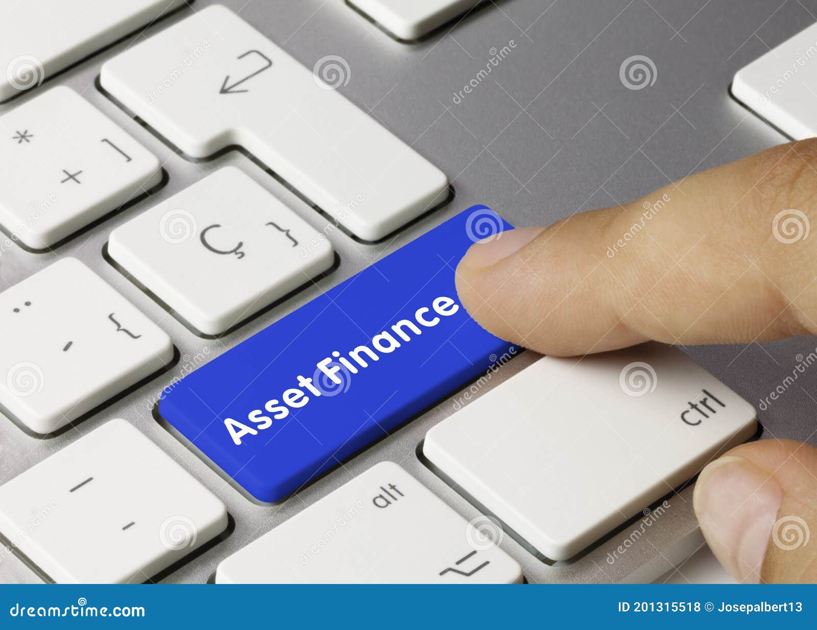 asset finance - inscription on blue keyboard key