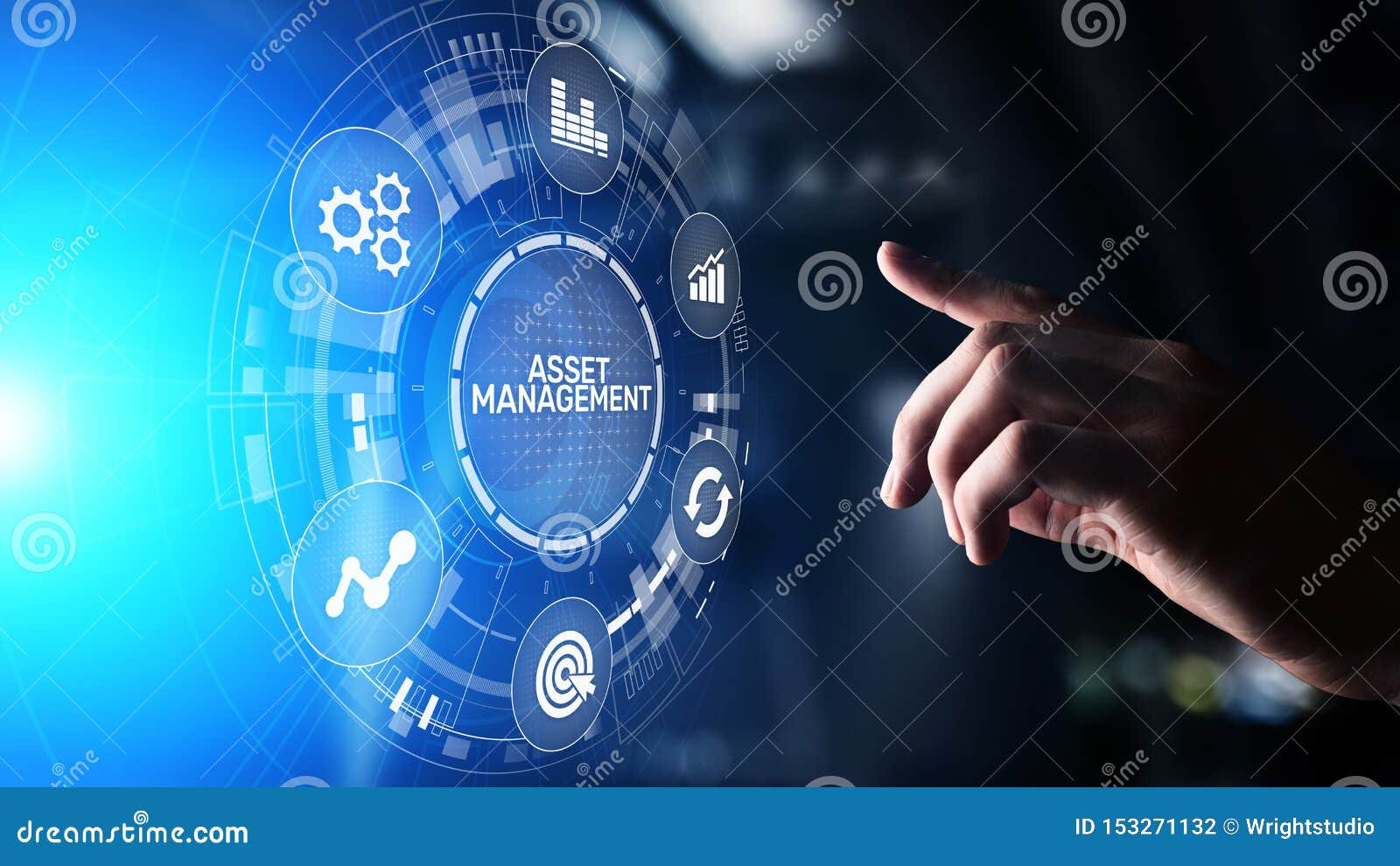 asset management concept on virtual screen. business technology concept.
