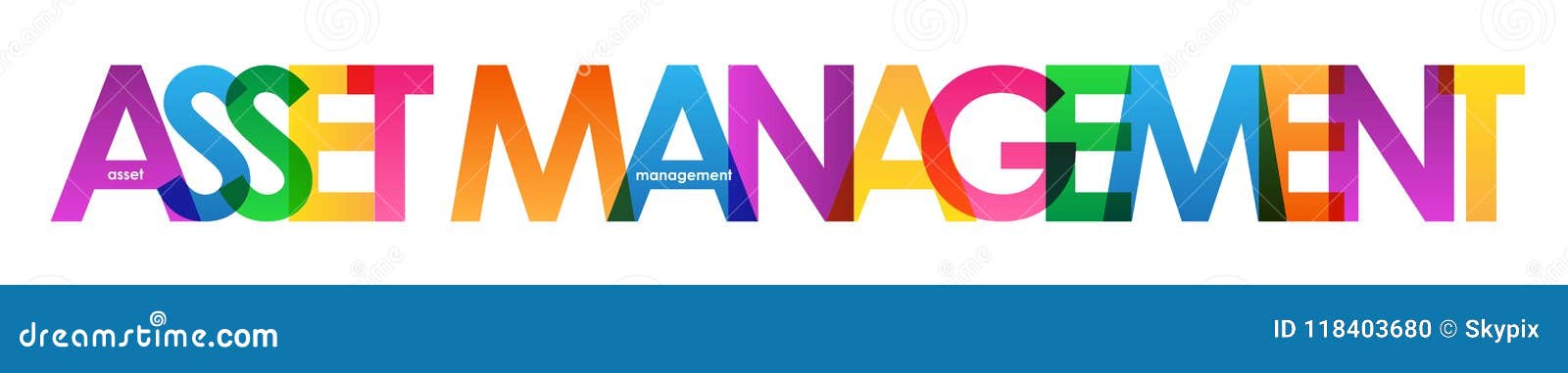 asset management colorful overlapping letters banner