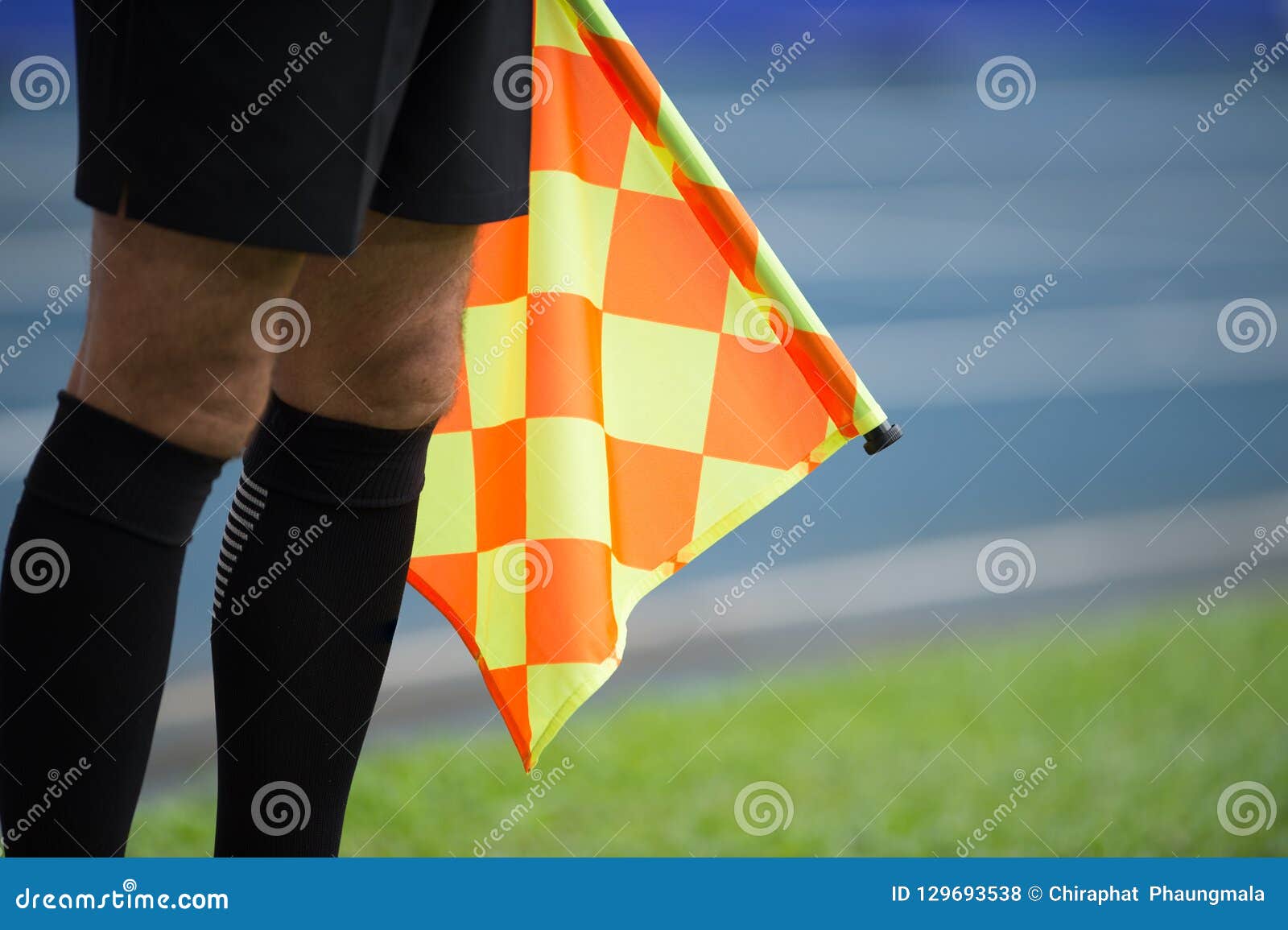 Assistant Referee Hold Flag Stock Photo - Image of assistant, stadium