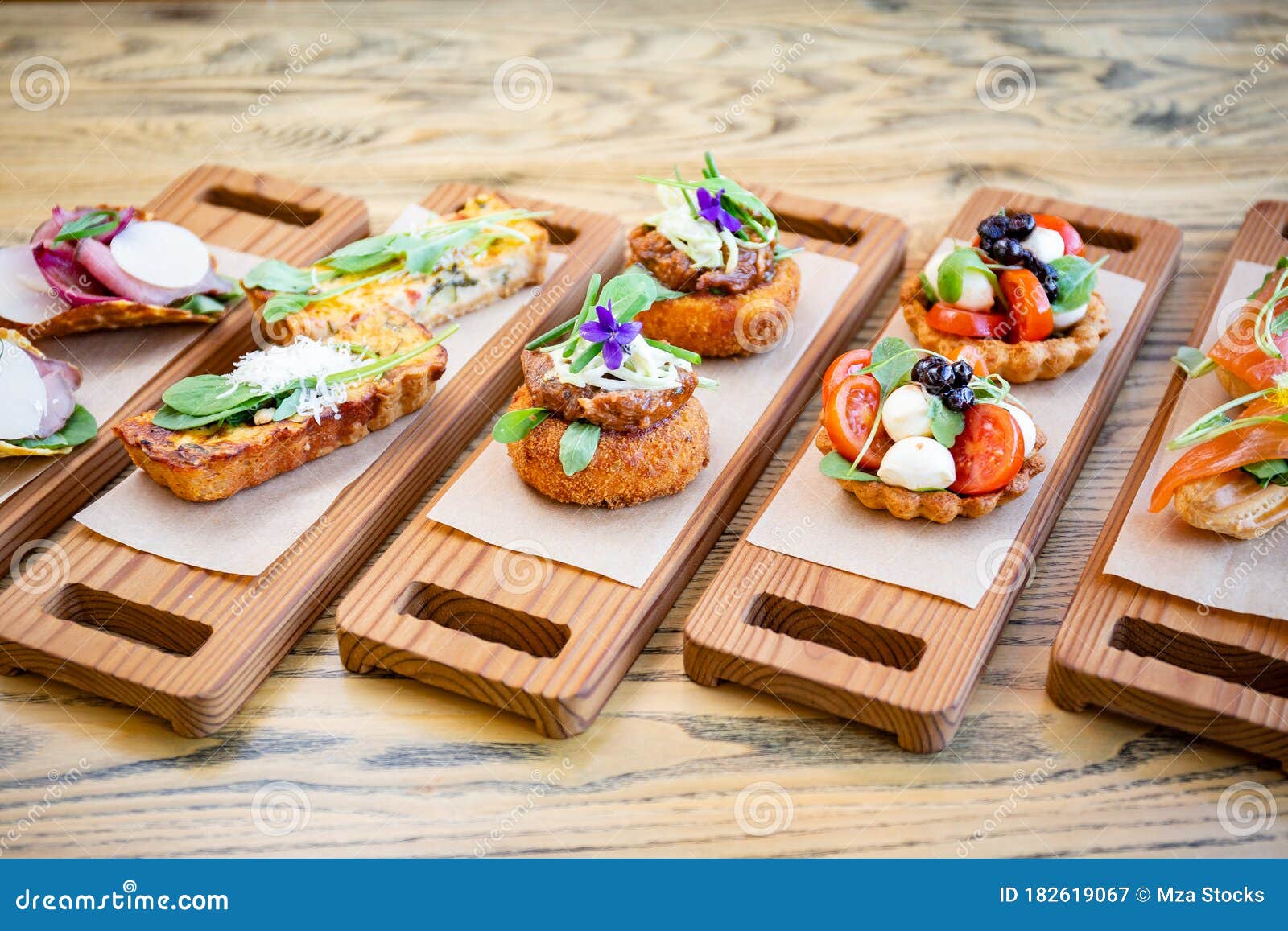 Assorted Appetizers - Smoked Ham, Tartlet, Ecler Stock Image - Image of