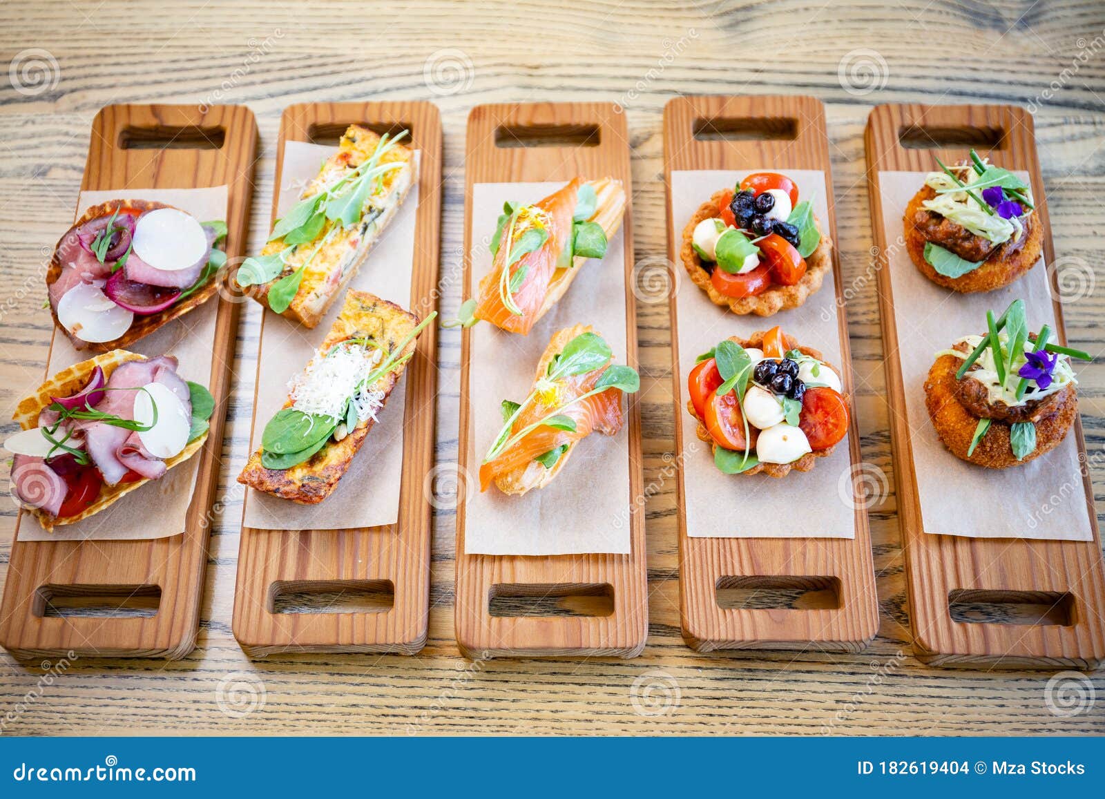 Assorted Appetizers - Smoked Ham, Tartlet, Ecler Stock Photo - Image of