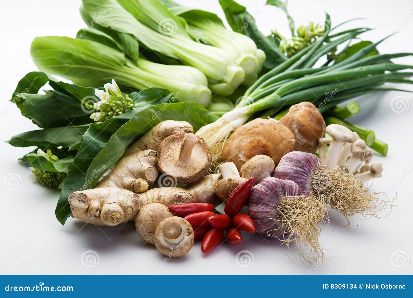 Assorted Asian vegetables stock photo. Image of diet, green 8309134