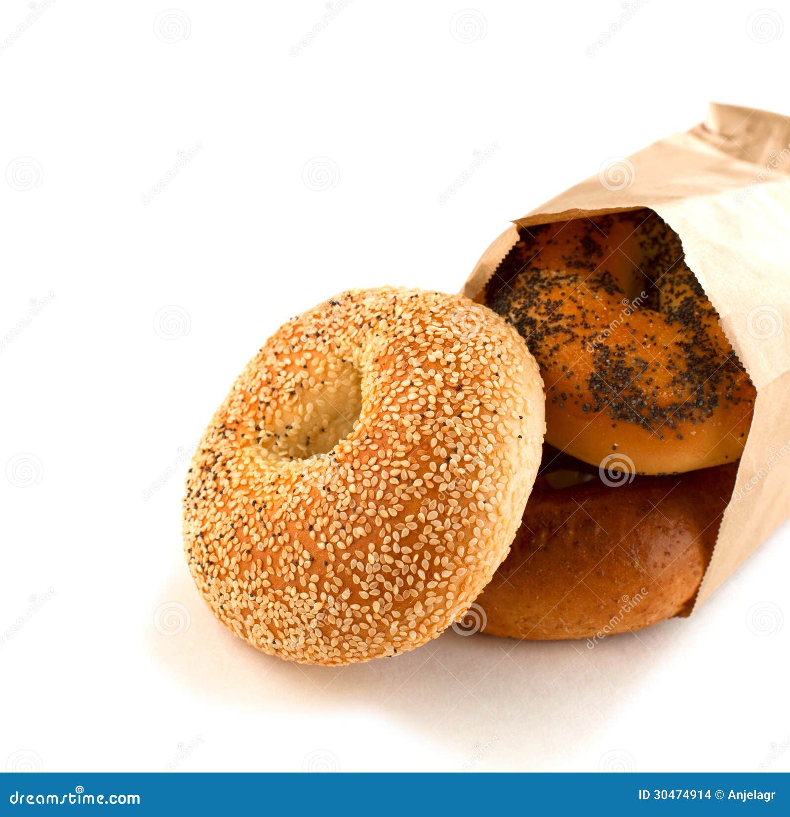 Assorted Bagels in Brown Paper Bag Stock Photo Image of wheat, american 30474914