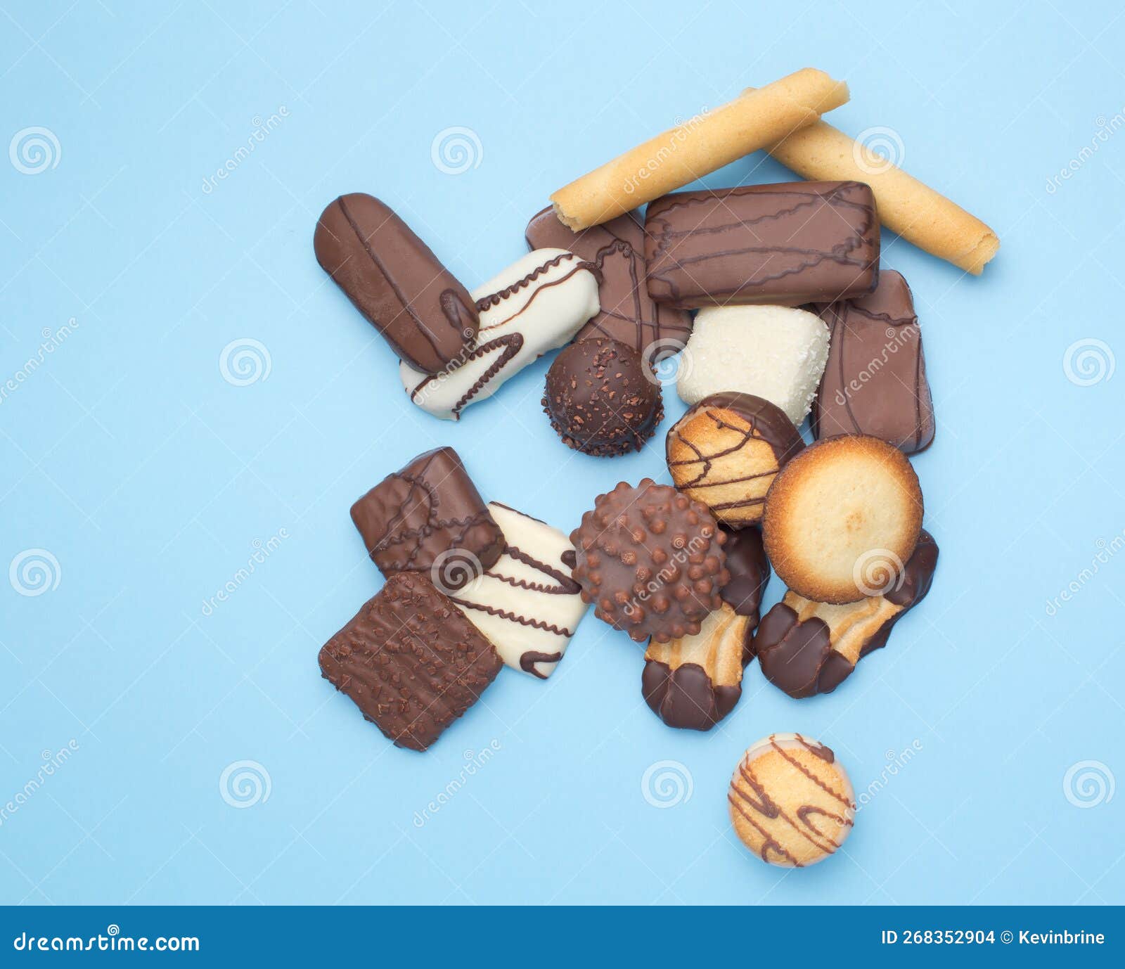 Assorted Biscuits on Blue stock photo. Image of treat 268352904