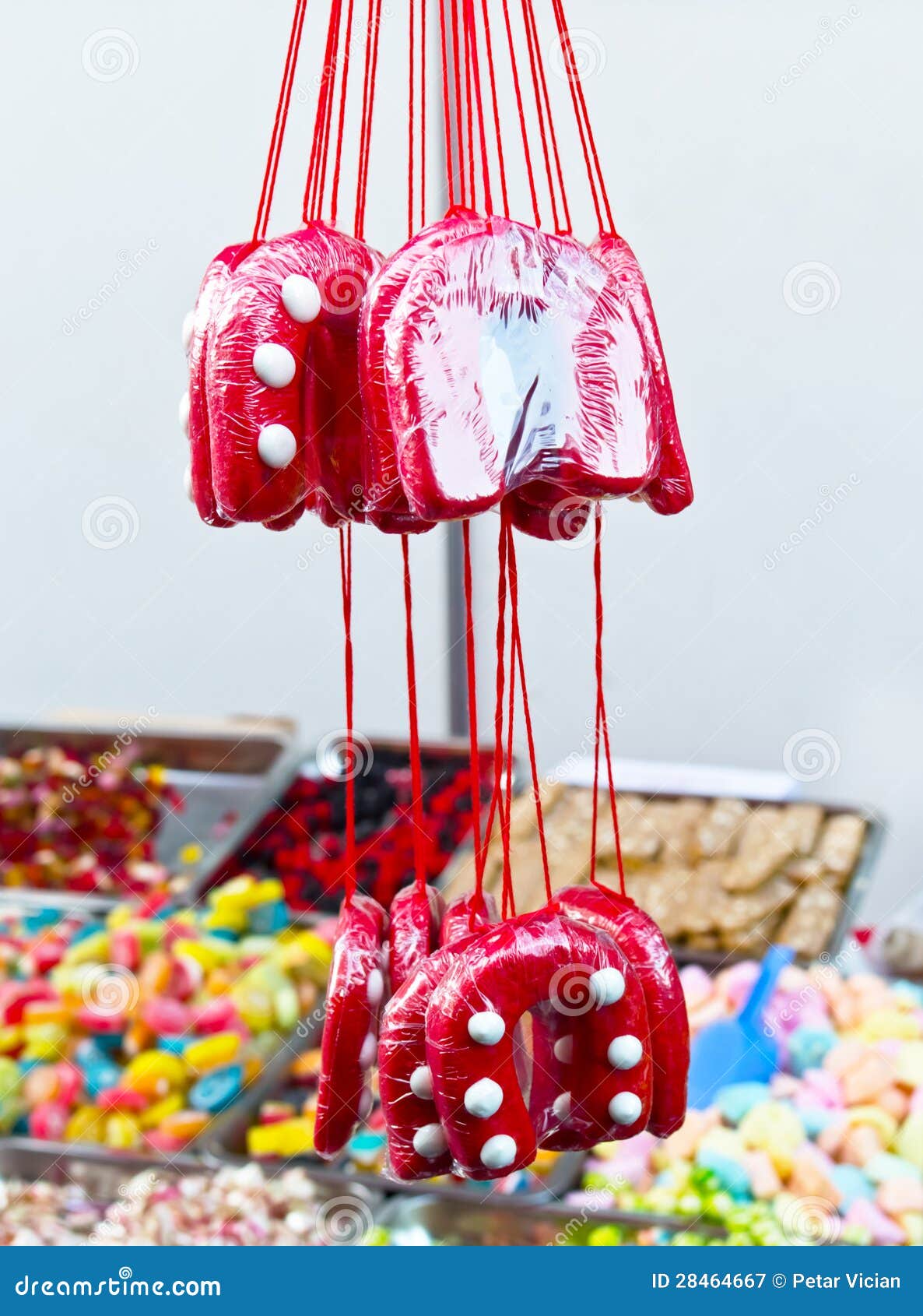 Assorted Candy Ginger Bread Mixed Colorful Bonbon in a Market Stock