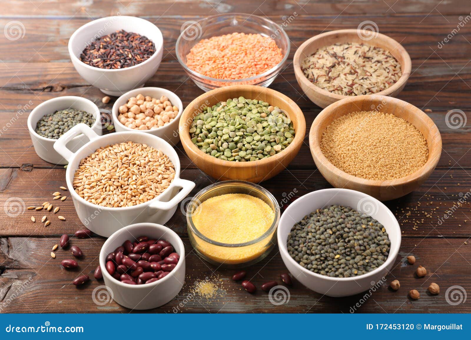 Assorted of Cereals, Grains with Lentils, Pea, Chickpea Stock Photo ...