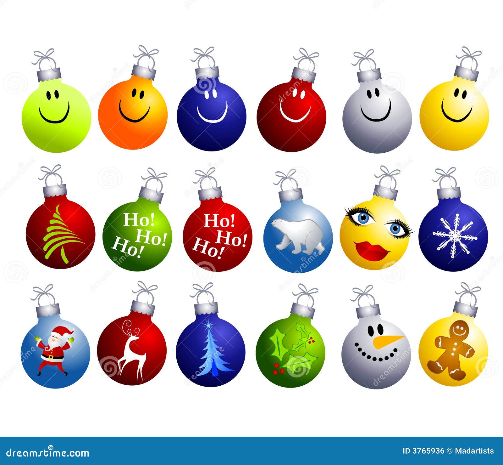 Assorted Christmas Ornaments Clip Art Royalty Free Stock 