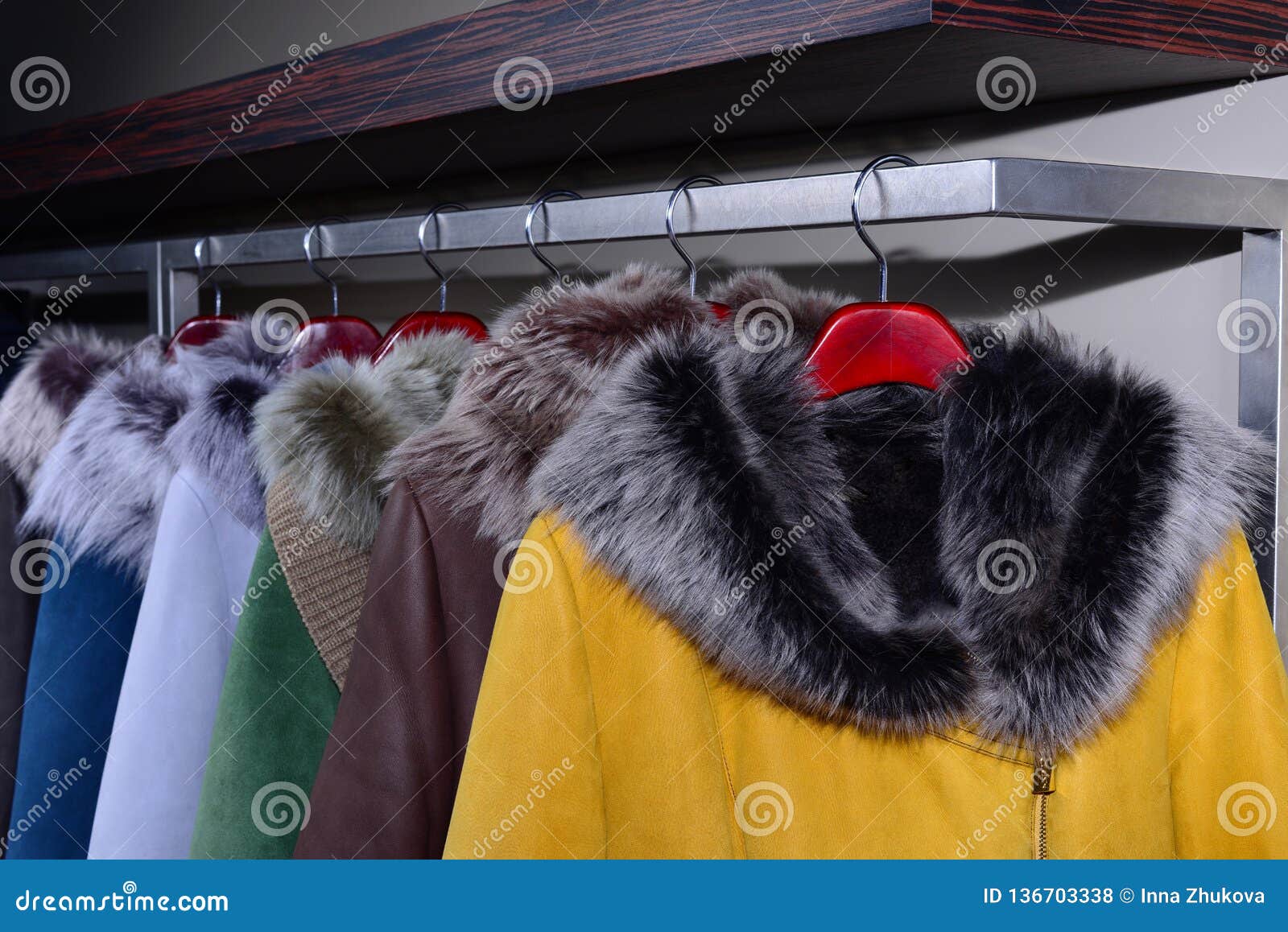 Assorted Coats Hanging on Shop Rack Stock Photo - Image of coats, cute ...