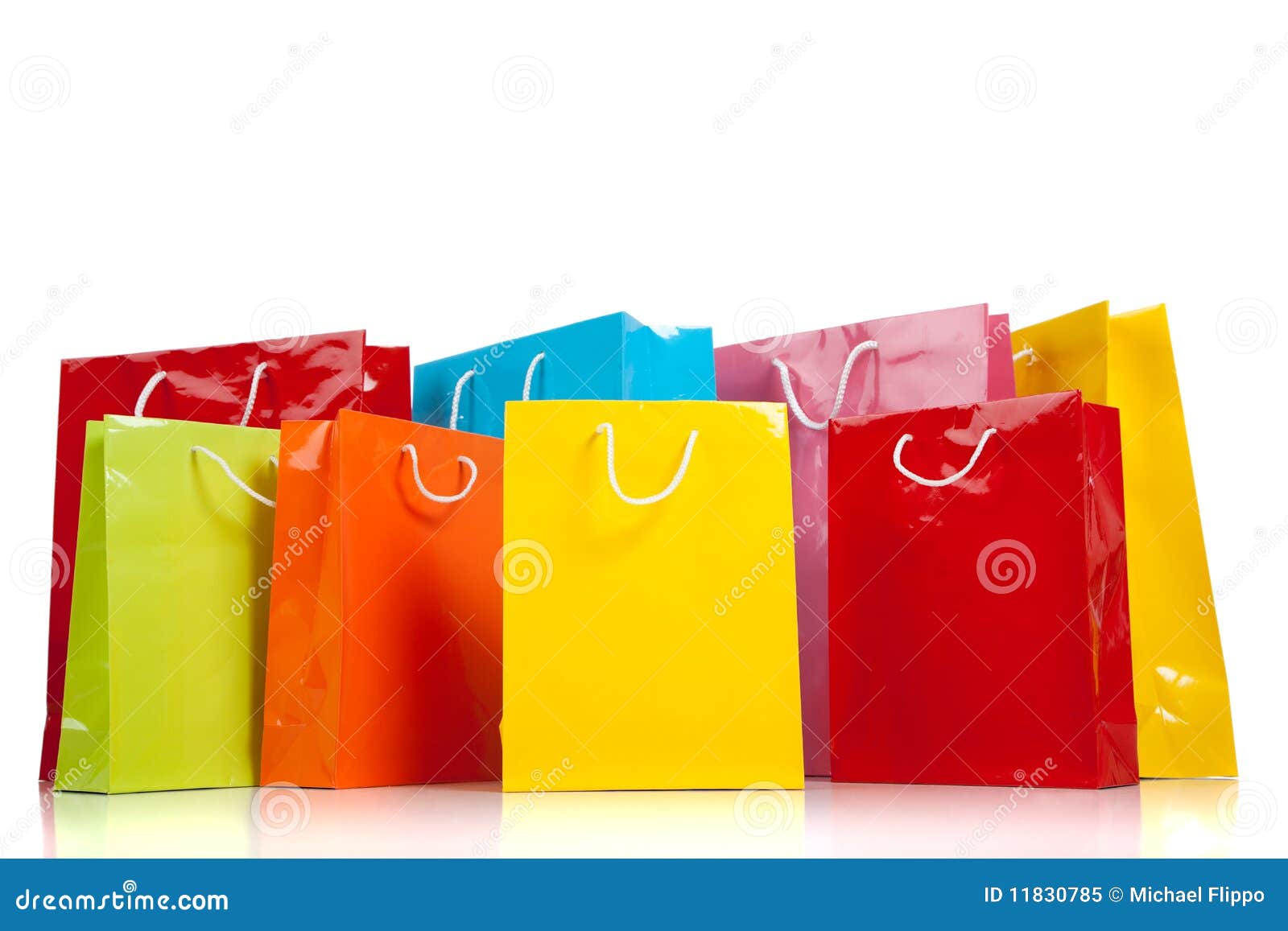Assorted Colored Shopping Bags on White Stock Image Image of orange