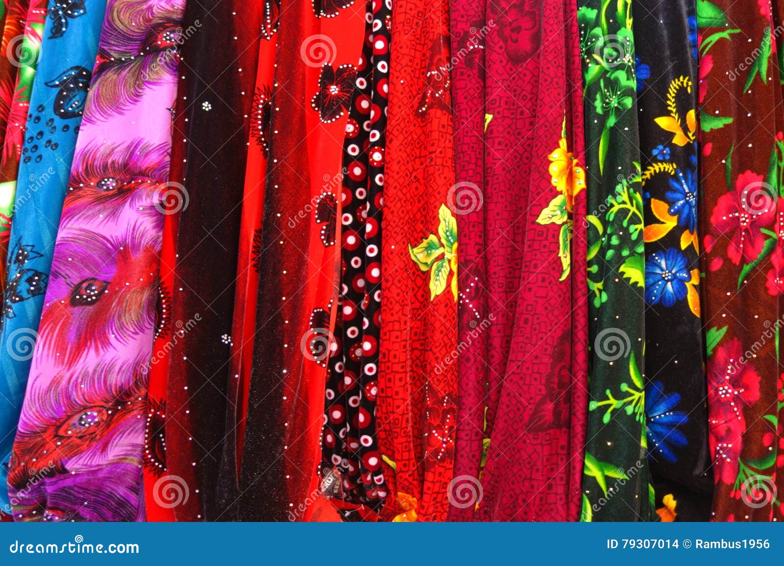Assorted Colorful Fabrics stock photo. Image of display 79307014