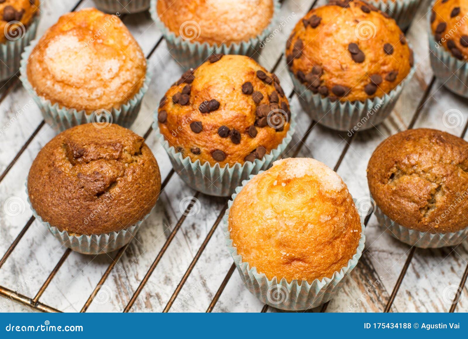 Assorted Cupcakes on an Oven Rack Stock Photo Image of diet, brown