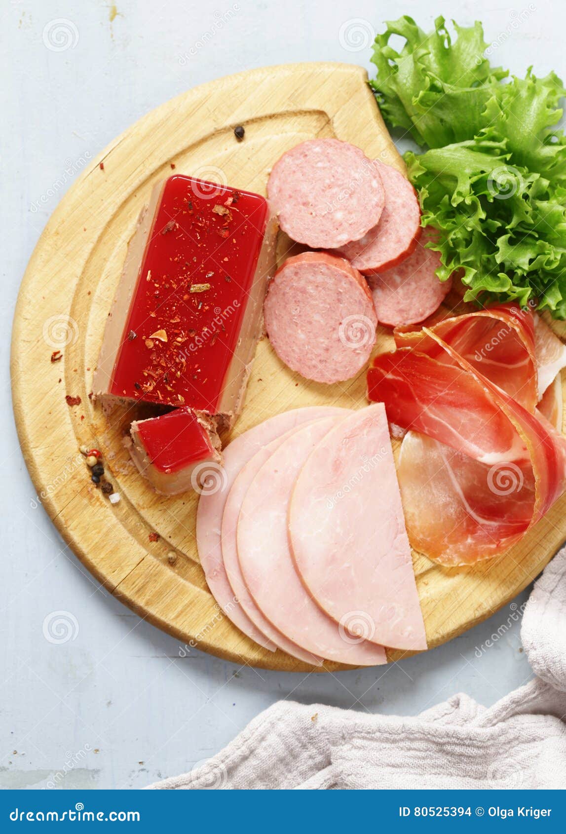 Assorted Deli Meats Ham, Salami, Parma, Prosciutto Stock Photo
